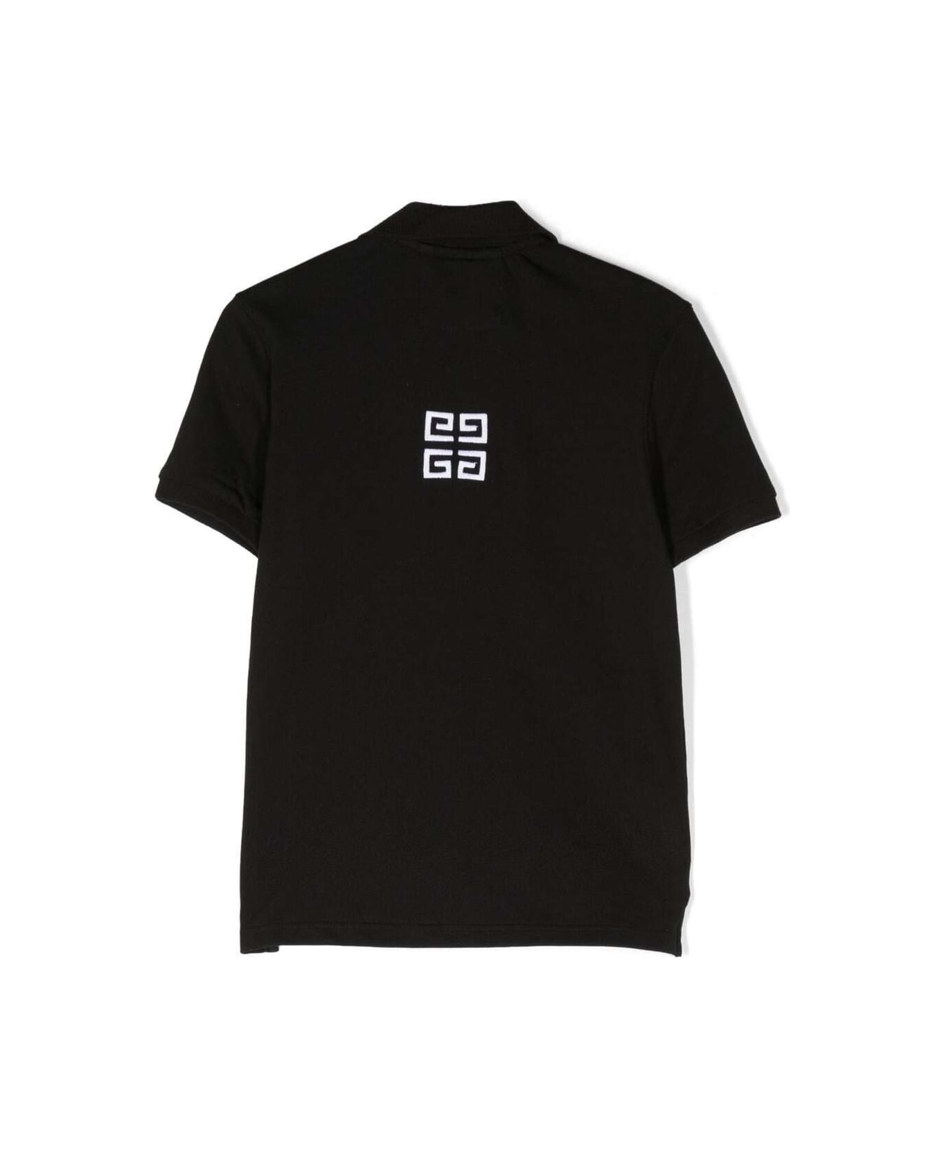 Givenchy Black Polo T-shirt With Embroidered Logo In Cotton Boy - Black