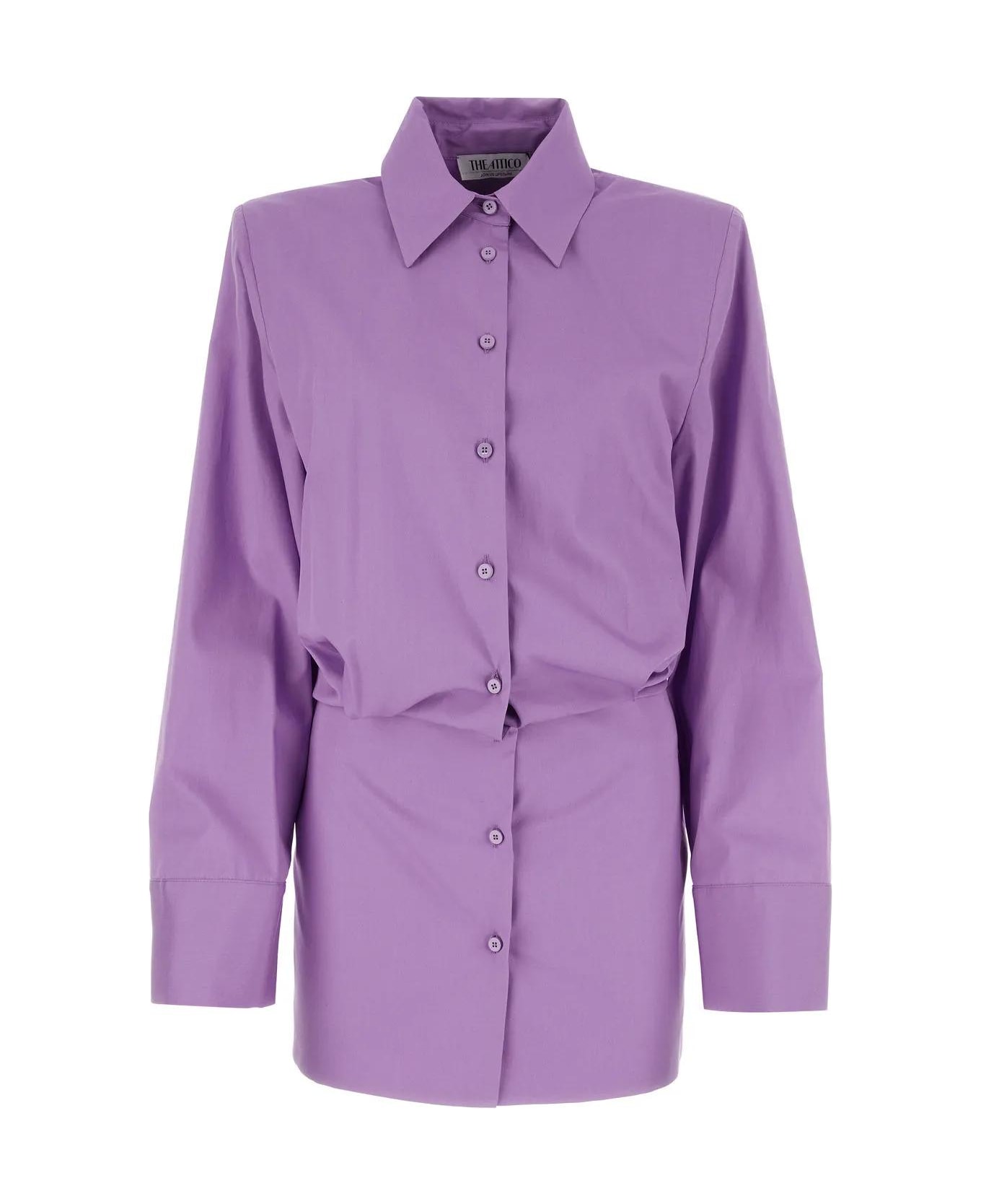The Attico Lilac Poplin Margot Shirt Mini Dress - Lilac