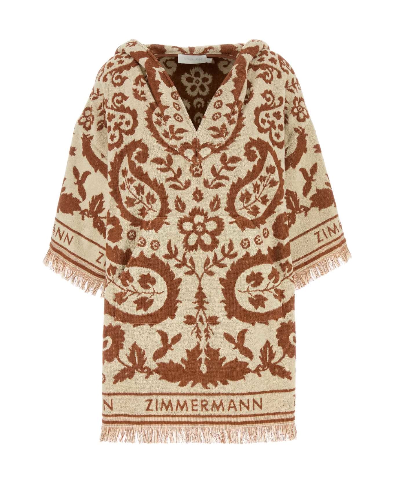 Zimmermann Embroidered Terry Fabric Wylie Mini Dress - CREAMTAN