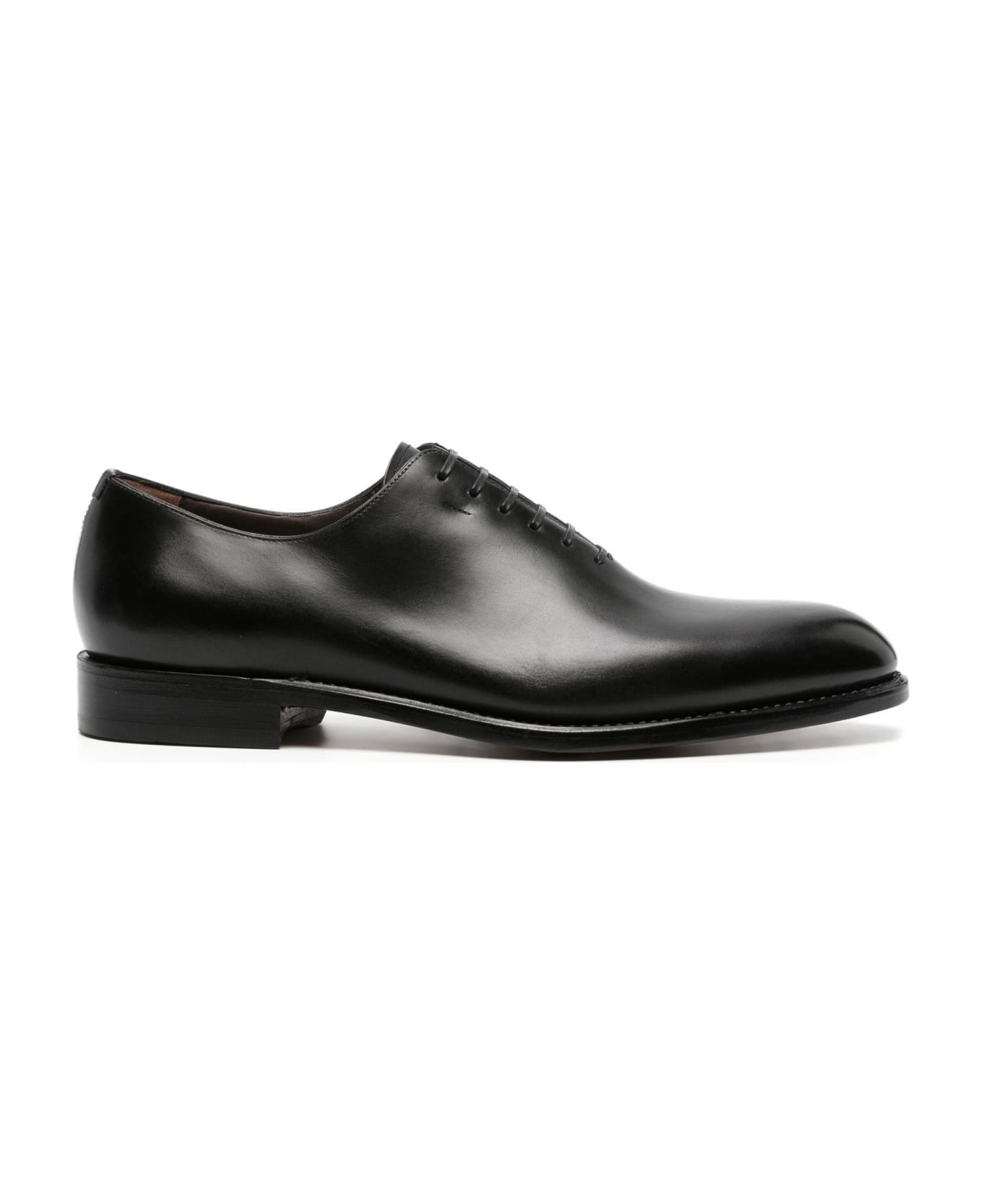 Ferragamo Black Calf Leather Derby Shoes - Black
