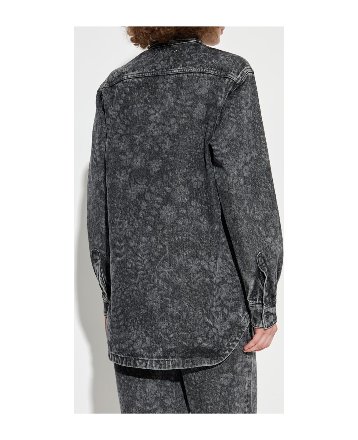 Golden Goose Denim Shirt With Floral Motif - Black