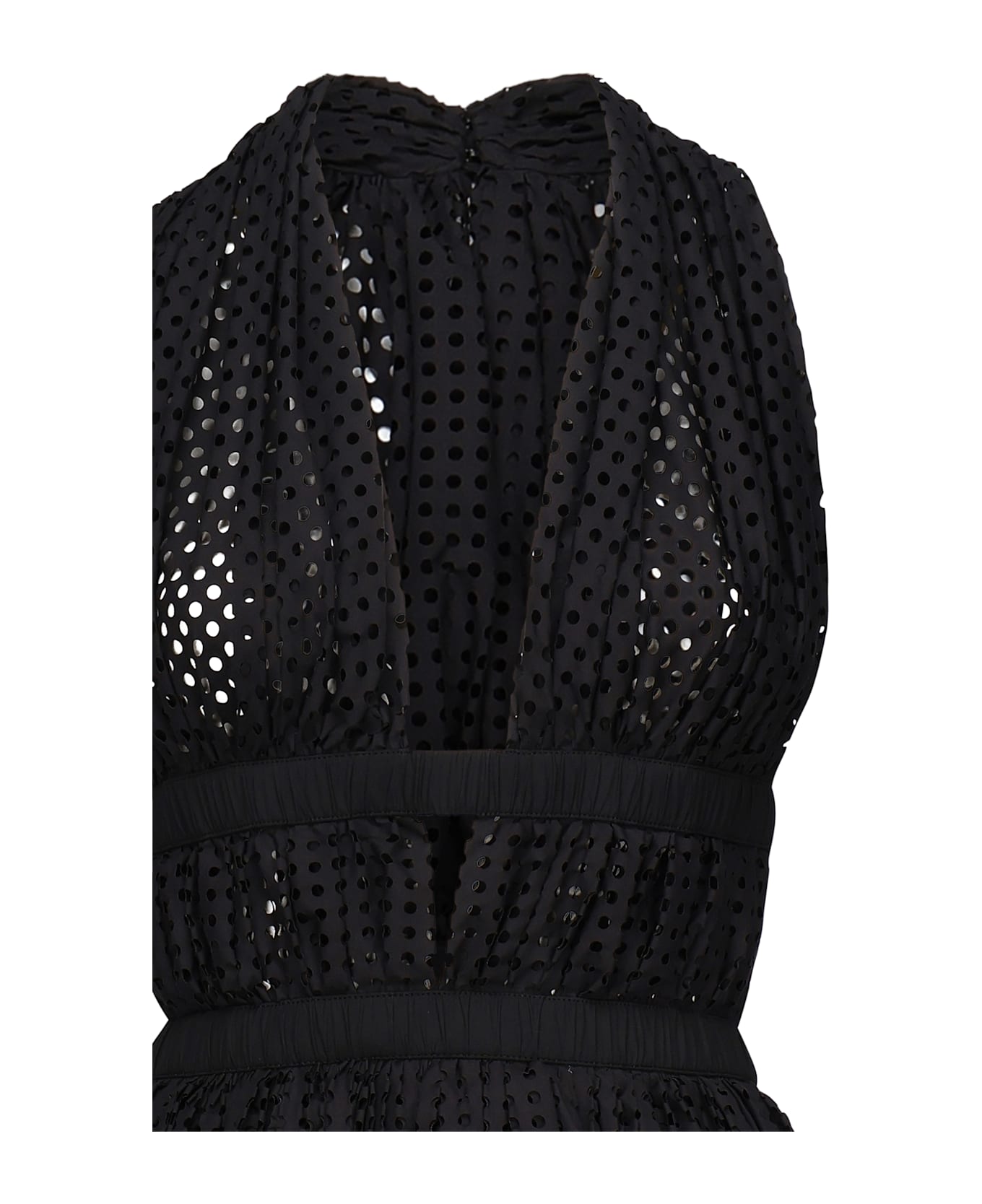 Alaia Perforated Poplin Mini Dress - NOIR ALAIA