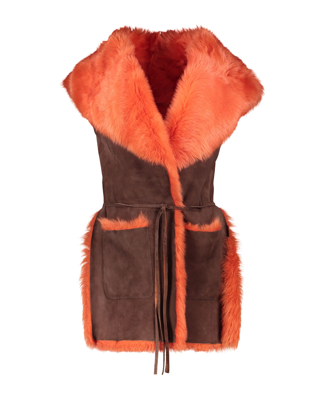 Alberta Ferretti Fur Vest - brown