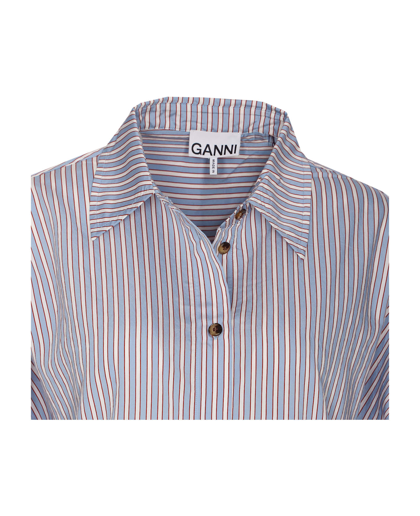 Ganni Striped Yarn Dyed Shirt - Blue
