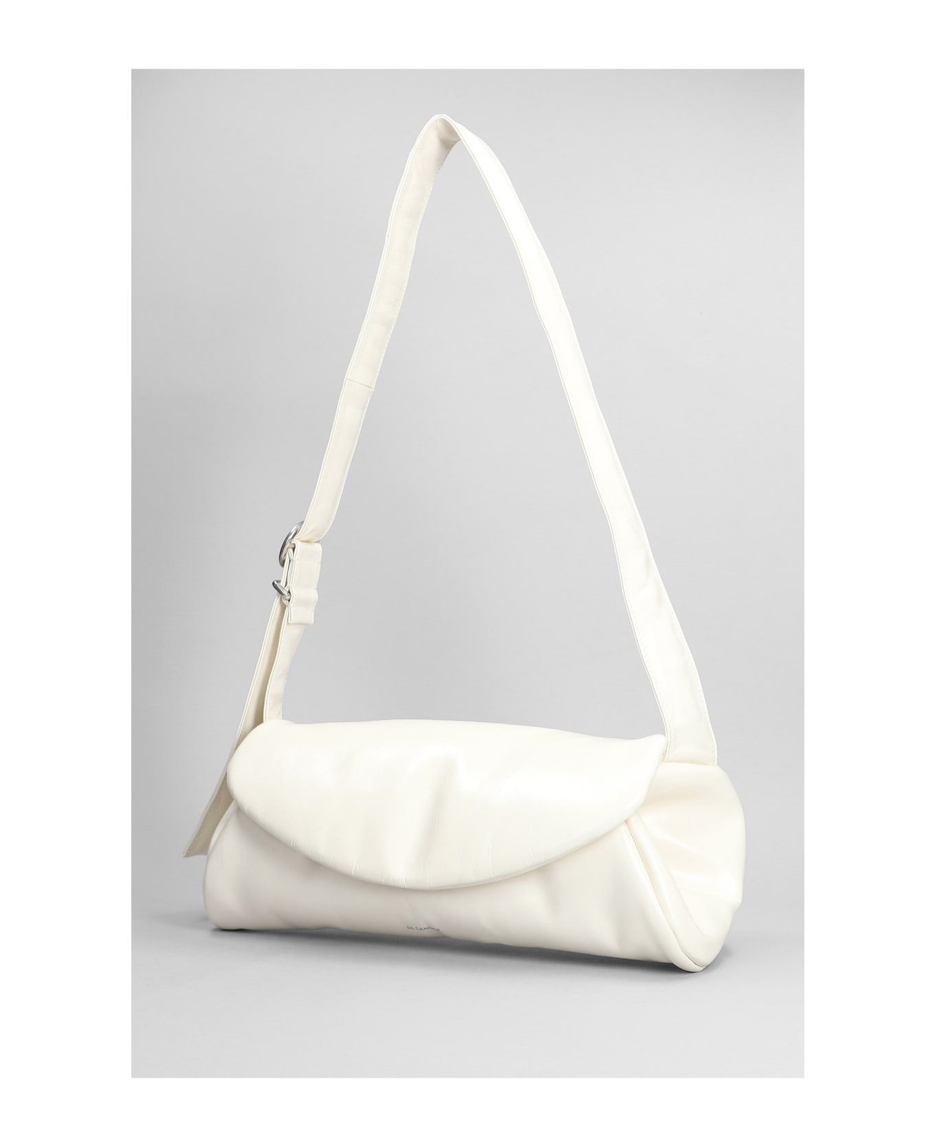 Jil Sander Cannolo Grande Shoulder Bag In White Leather - Eggshell