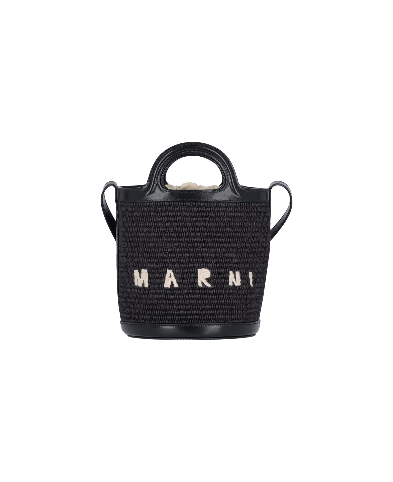 Marni Small Bucket Bag "tropicalia" - Black  