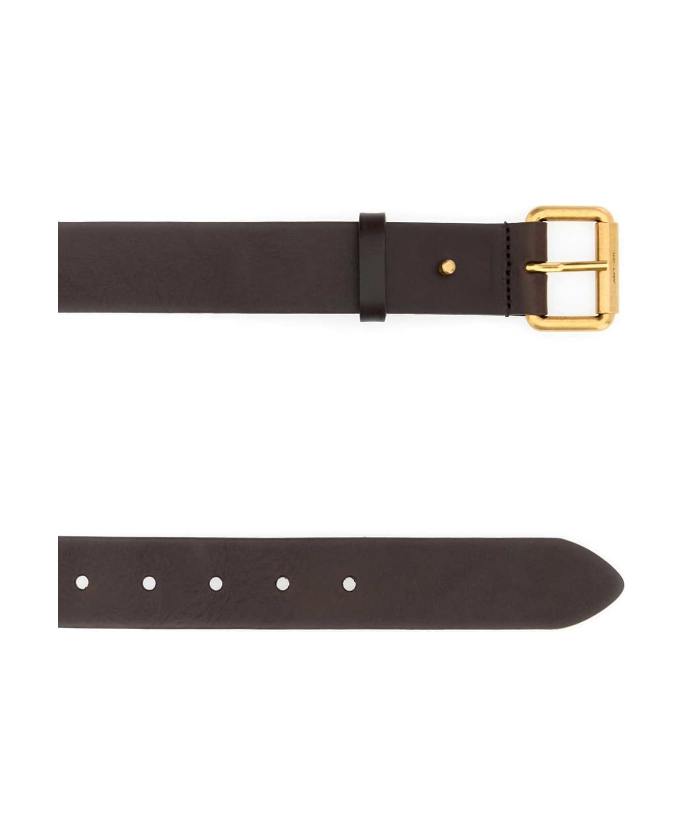 Saint Laurent Dark Brown Leather Motorcycle Belt - BROWNOAK