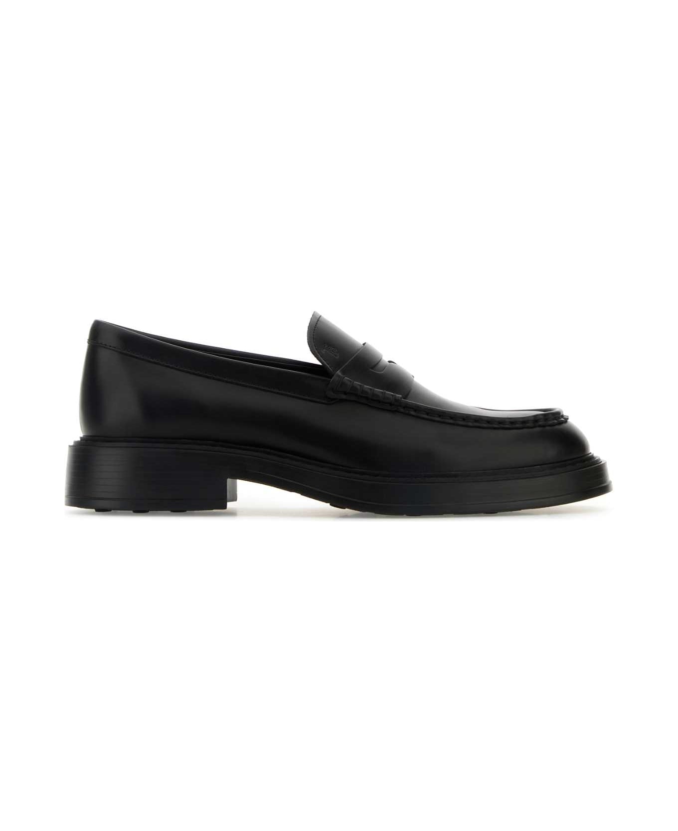 Tod's Black Leather Loafers - NERO