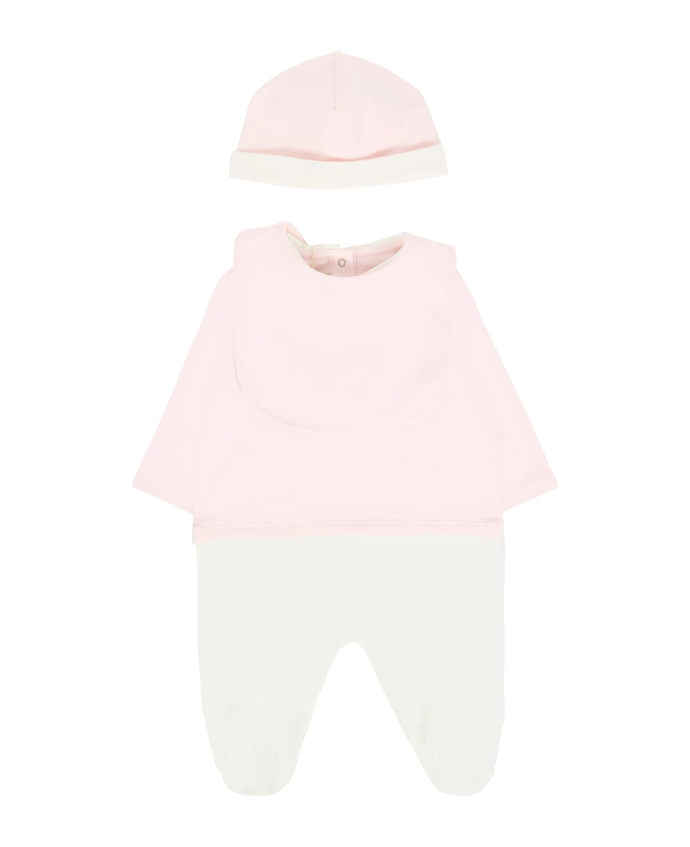 Fendi Pink Babygrow Suit For Baby Girl With Logo - Pink