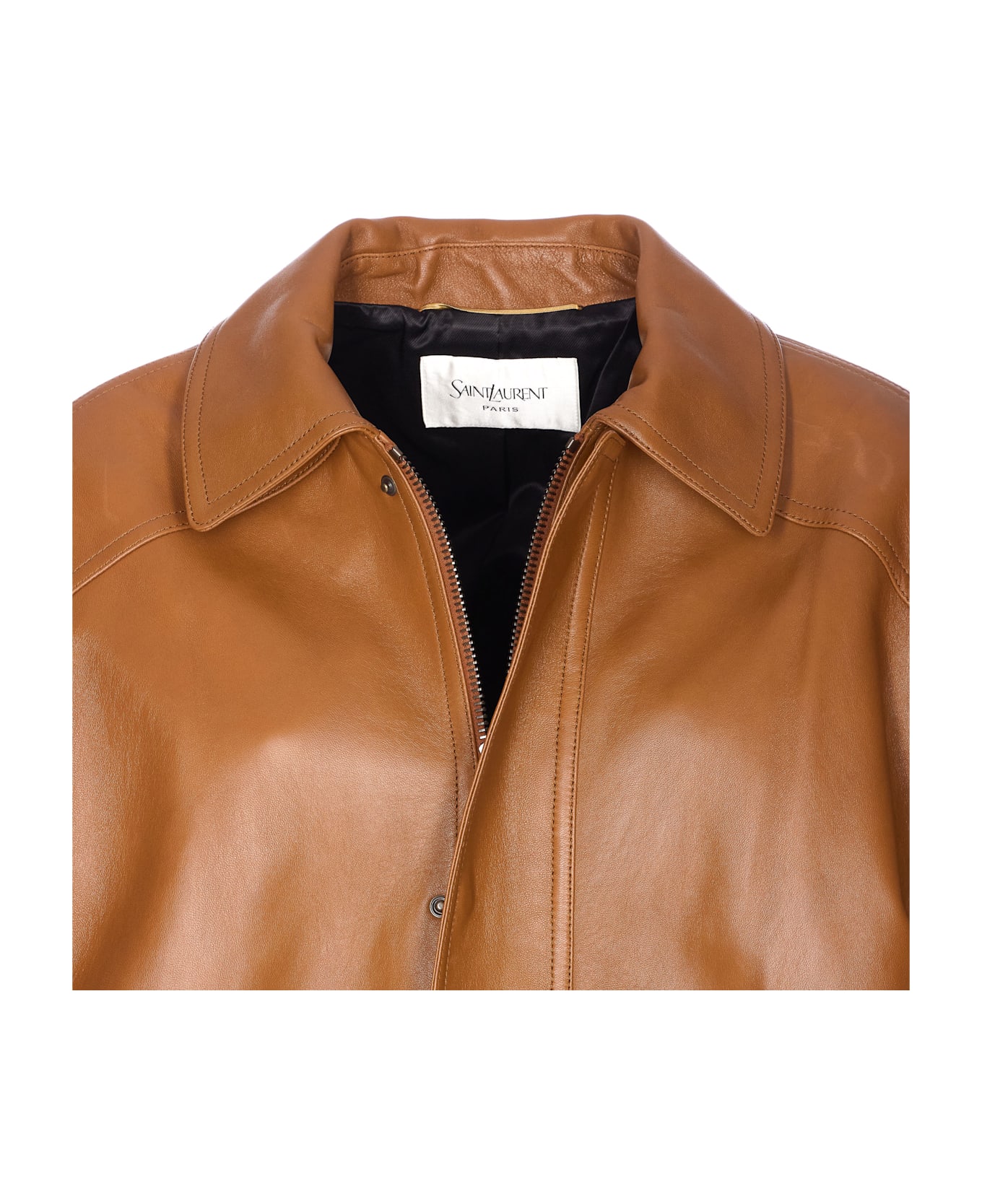 Saint Laurent Leather Jacket - Brown