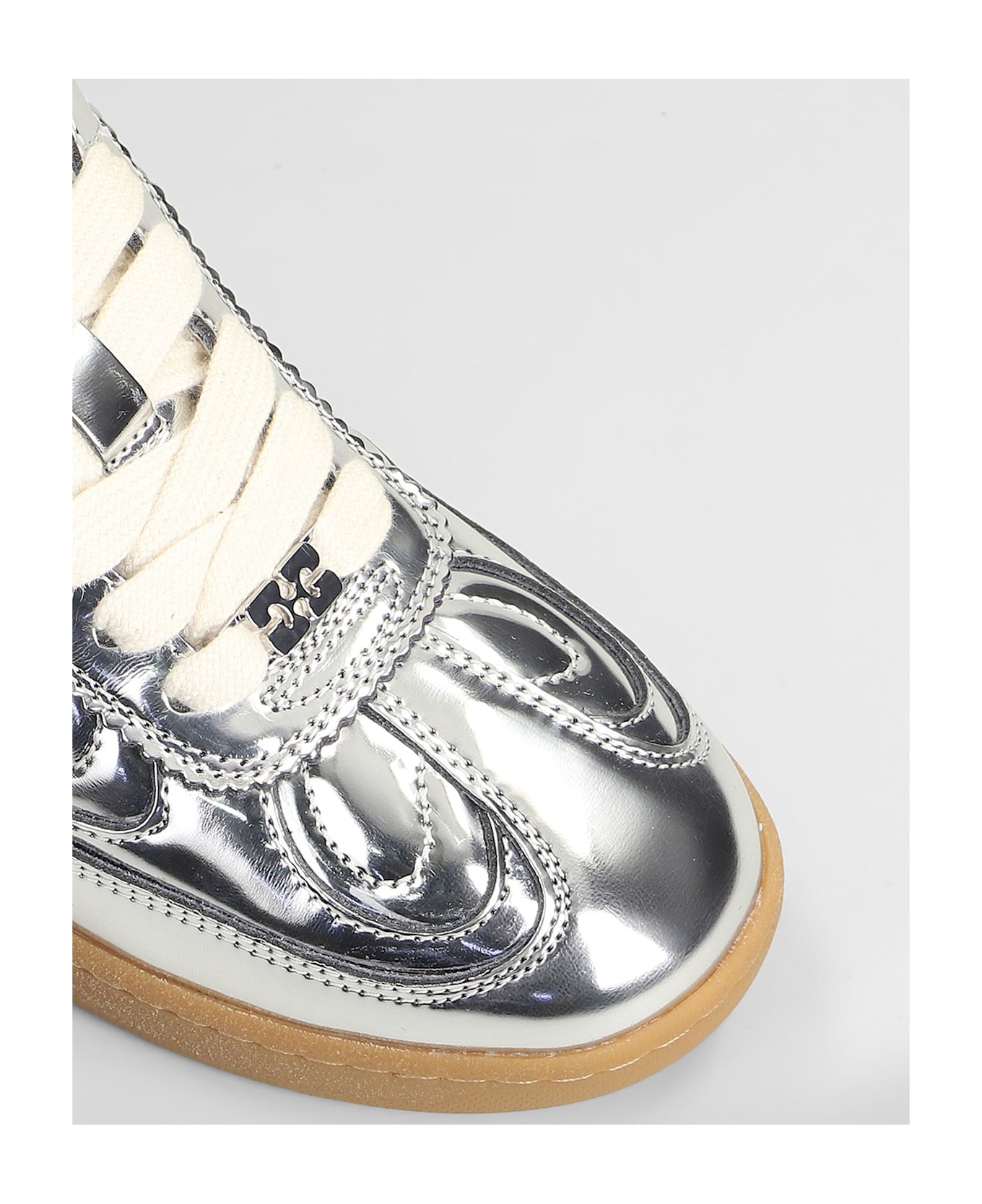 Ganni 08 Specchio Sneakers In Silver Leather - silver