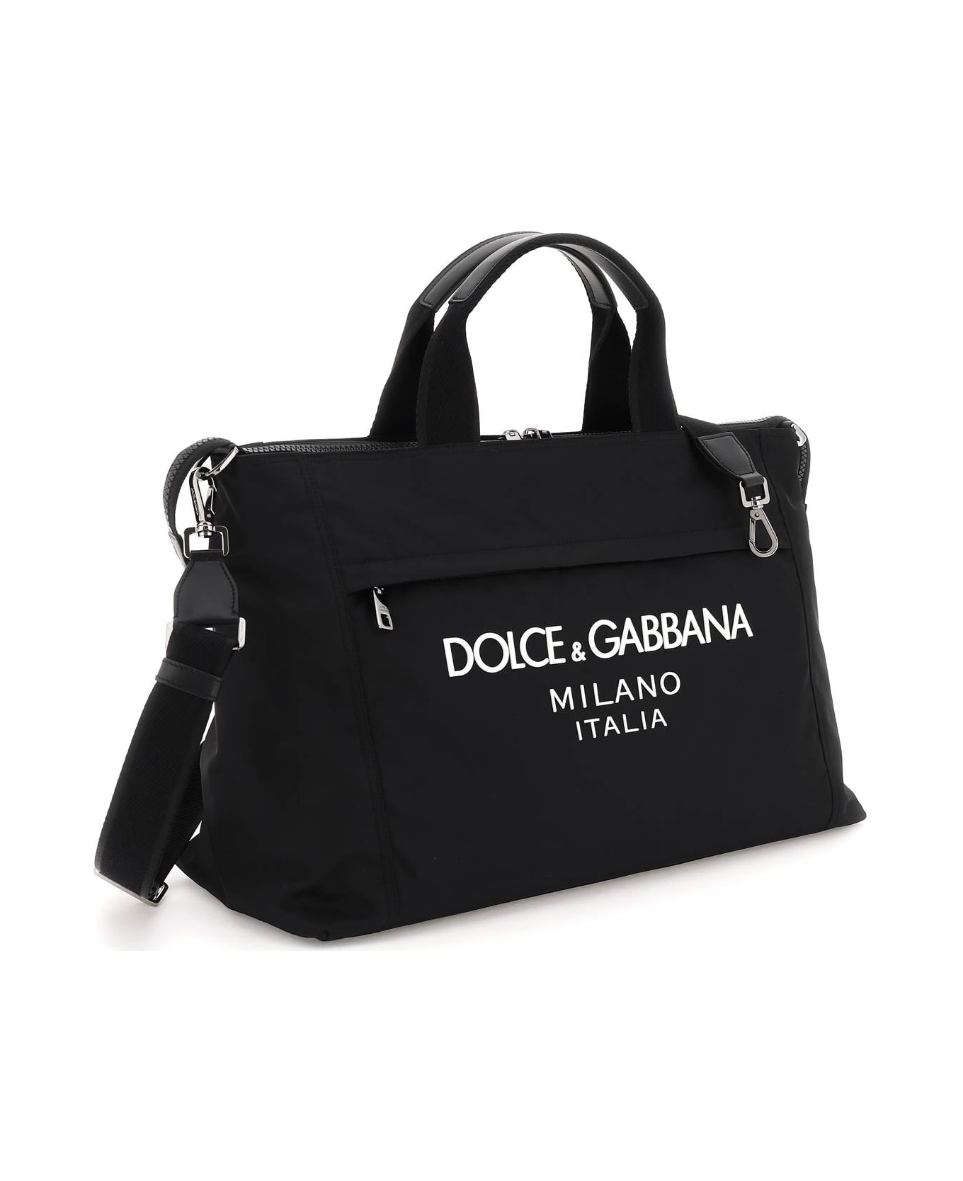 Dolce & Gabbana Nylon Duffle Bag With Logo - Nero/nero