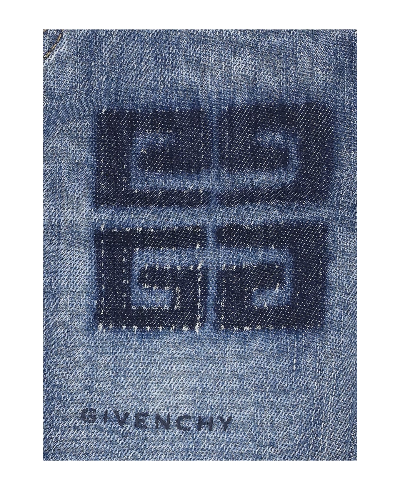 Givenchy Cotton Denim Bermuda With Logo - Blue