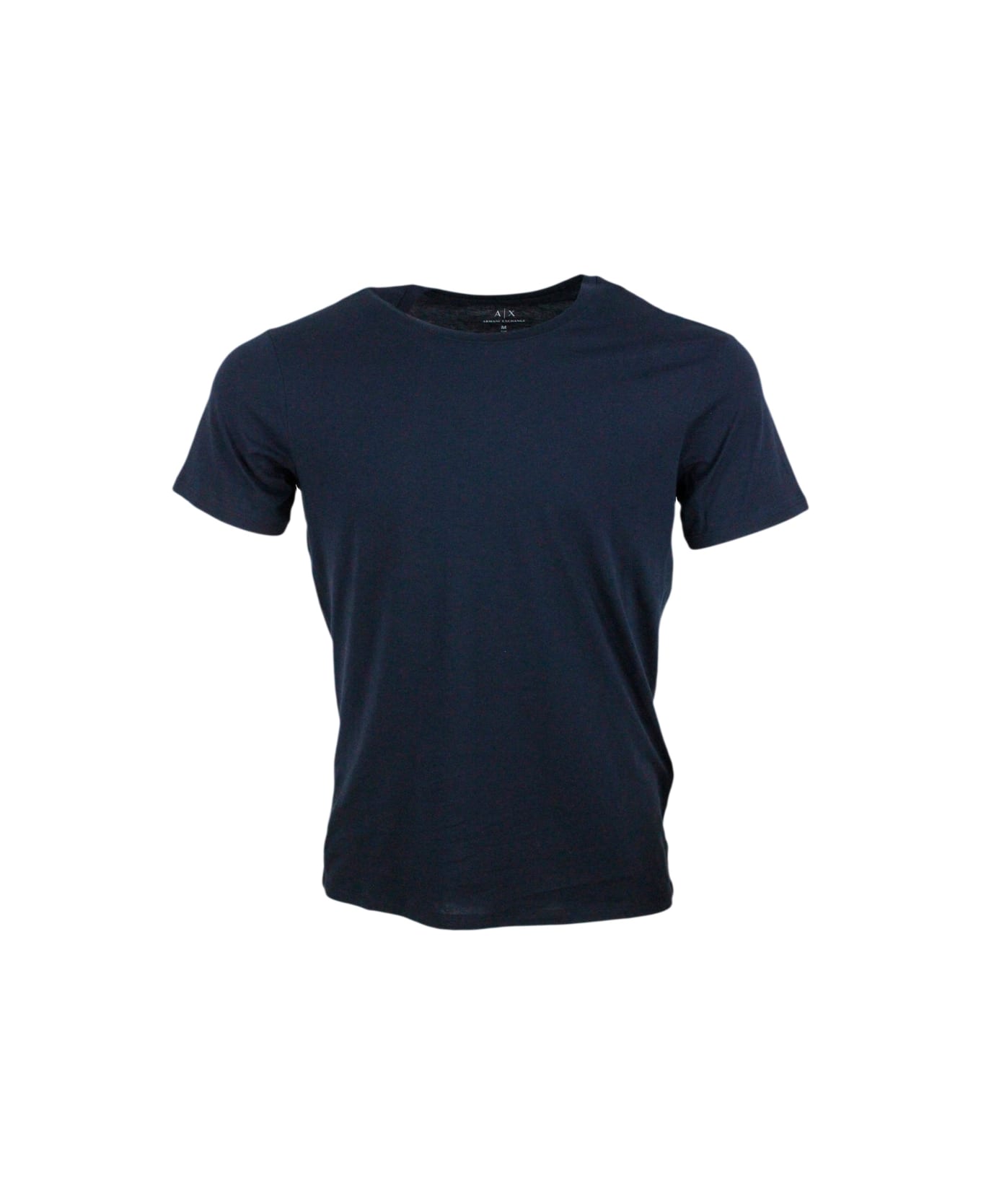 Armani Collezioni Short-sleeved Crew-neck T-shirt With Small Studded Logo On The Chest And Bottom - Black シャツ