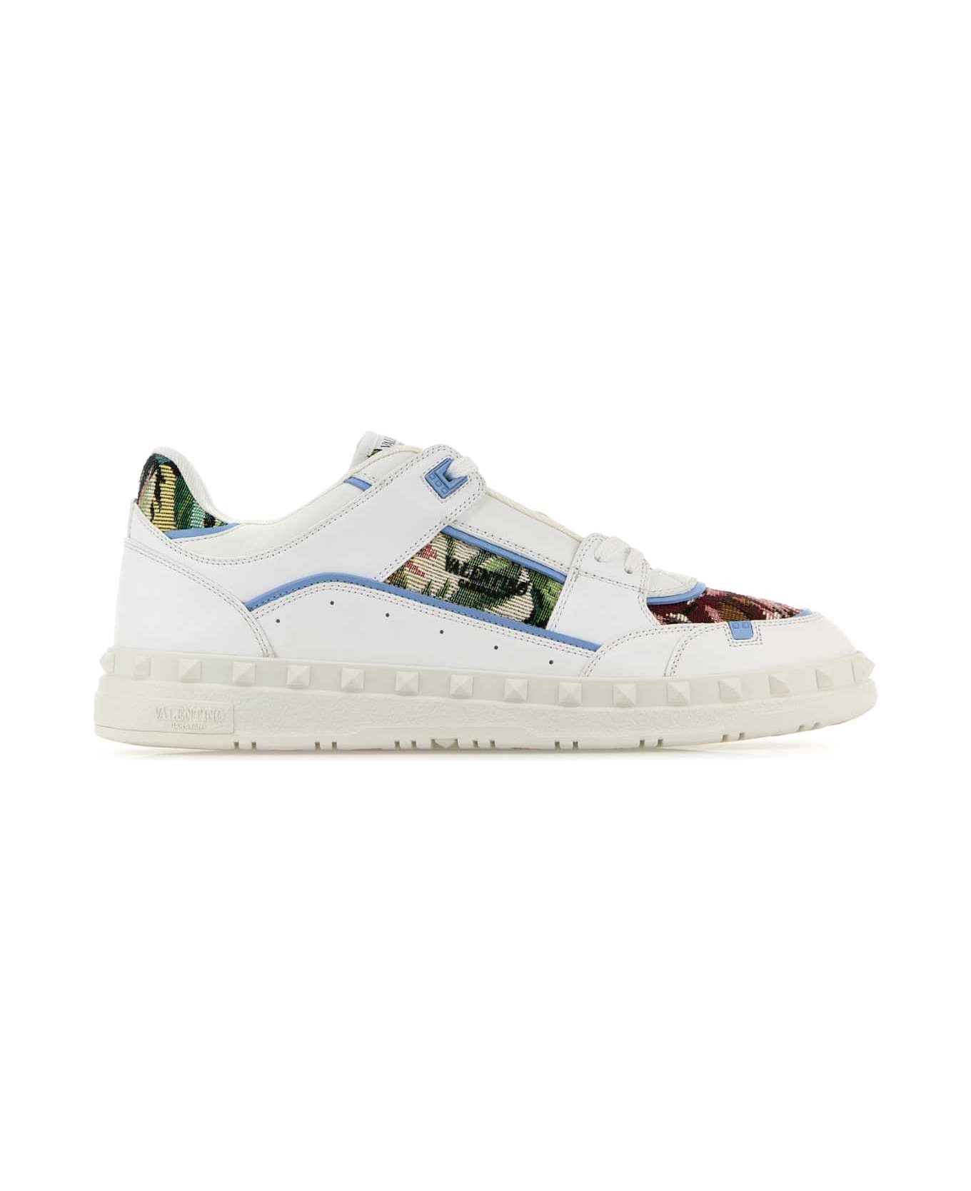 Valentino Garavani Two-tone Leather Freedots Sneakers - BIANCOMULTICOLORPOPELINEBLUE