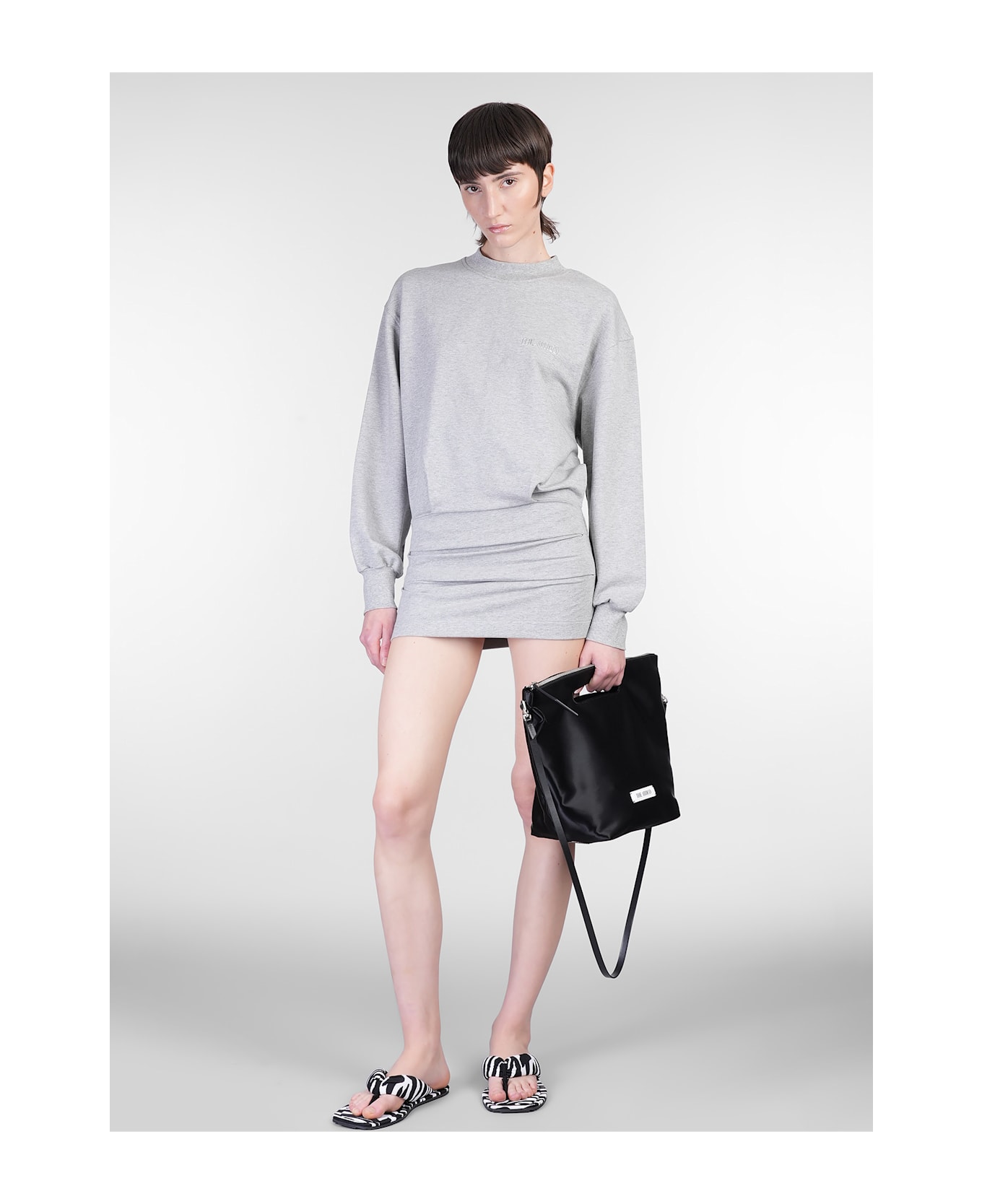 The Attico Mini Dress In Grey Cotton - grey