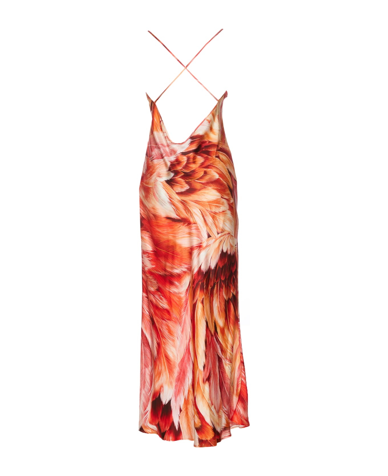 Roberto Cavalli Plumage Print Dress - Red