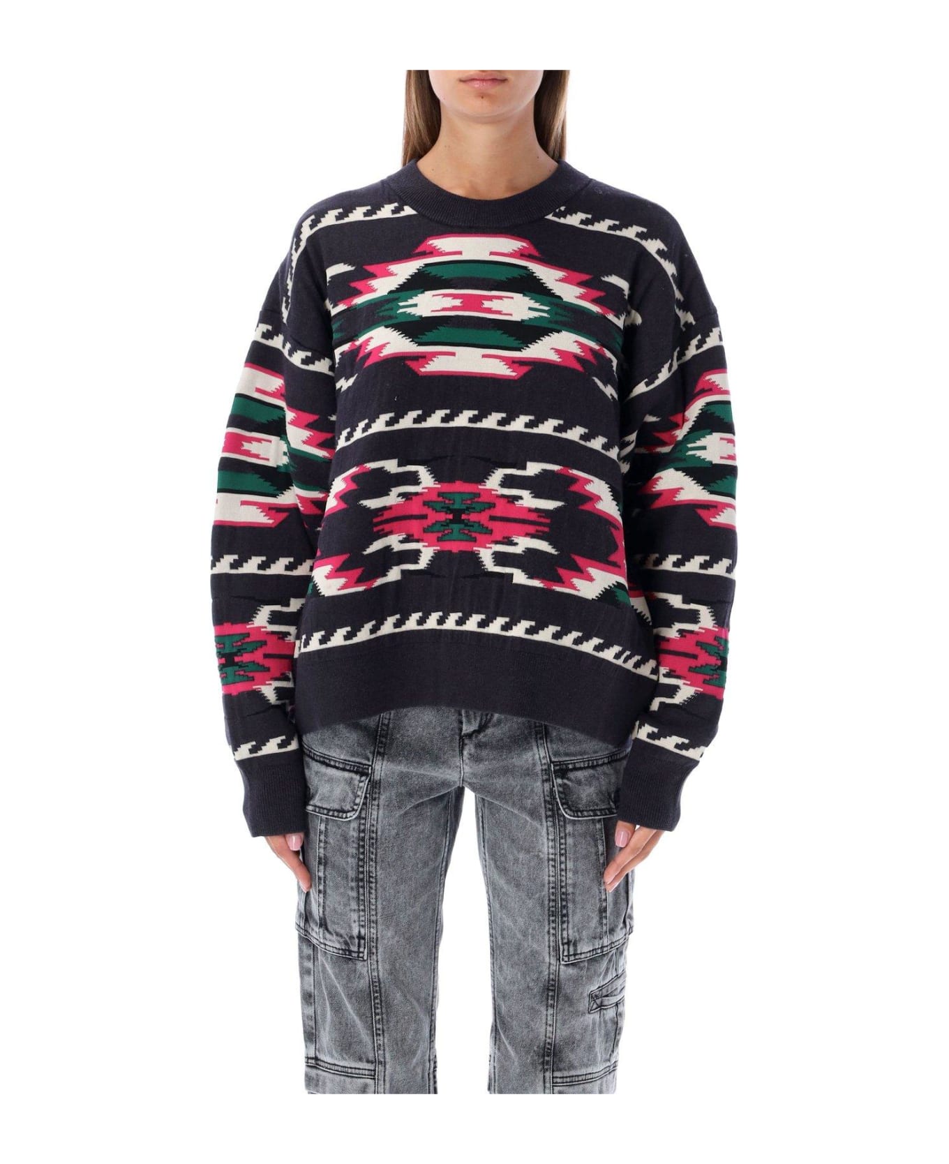 Marant Étoile Geometric Pattern Milton Knitted Sweater - BLACK