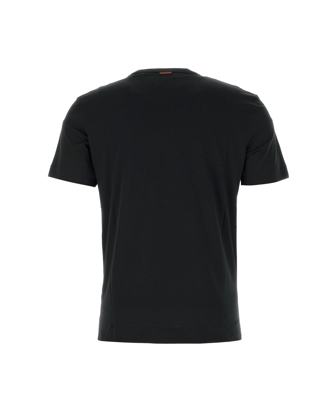 Zegna Logo Embroidered Crewneck T-shirt - Black