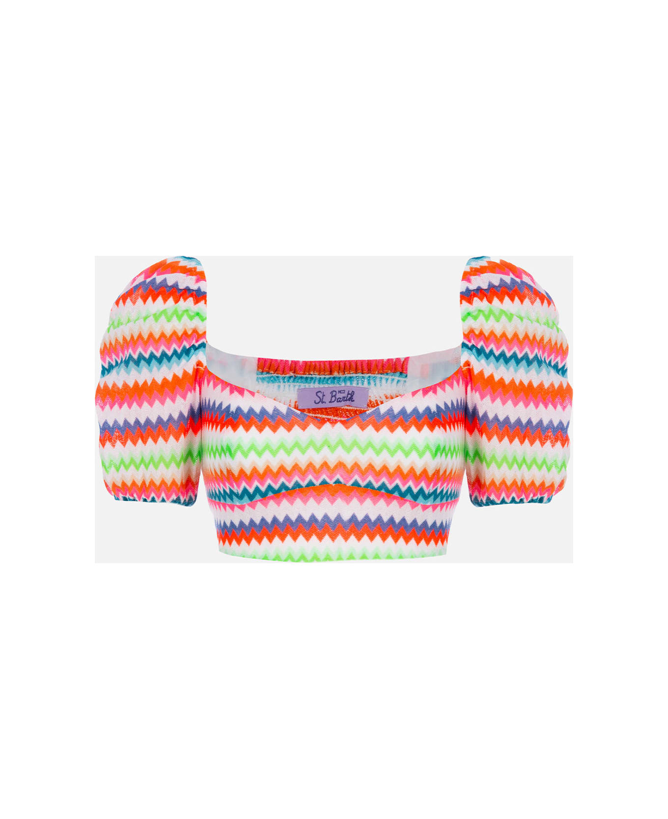 MC2 Saint Barth Woman Raschel Knit Cropped Top - MULTICOLOR