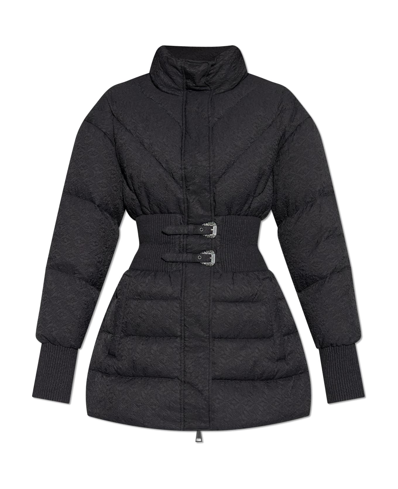 Versace Jeans Couture Down Jacket With Ruched Effect - BLACK