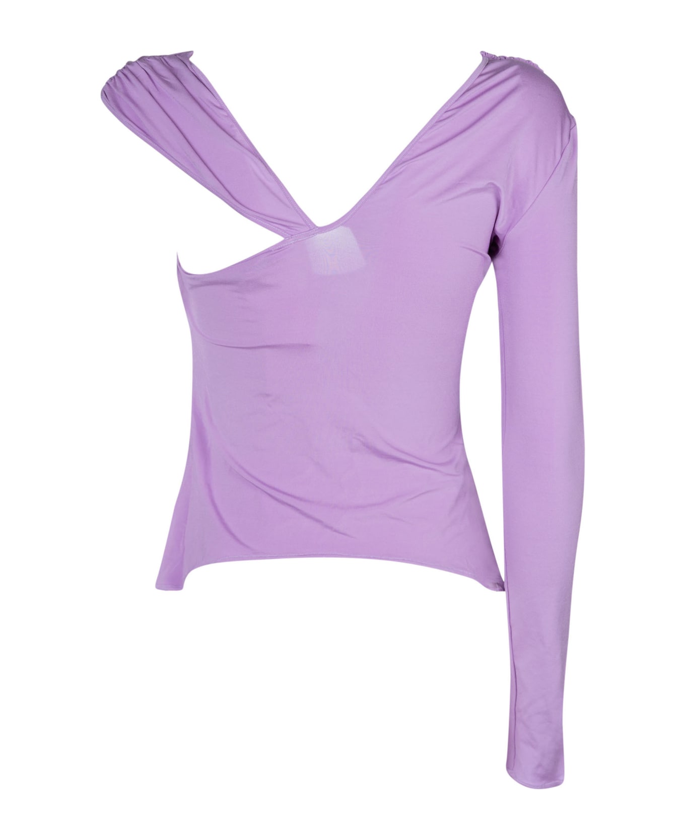 Nensi Dojaka One-sleeve V-neck Draped Top - Lavender