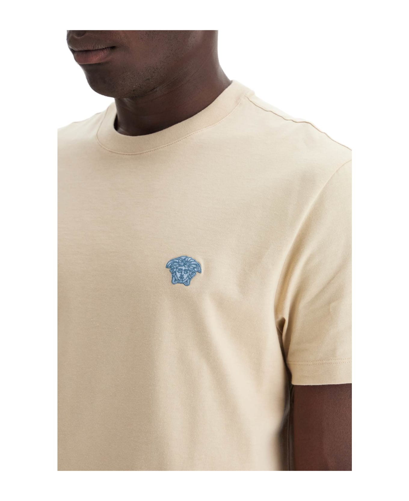 Versace Medusa Embroidered T-shirt - Mastic