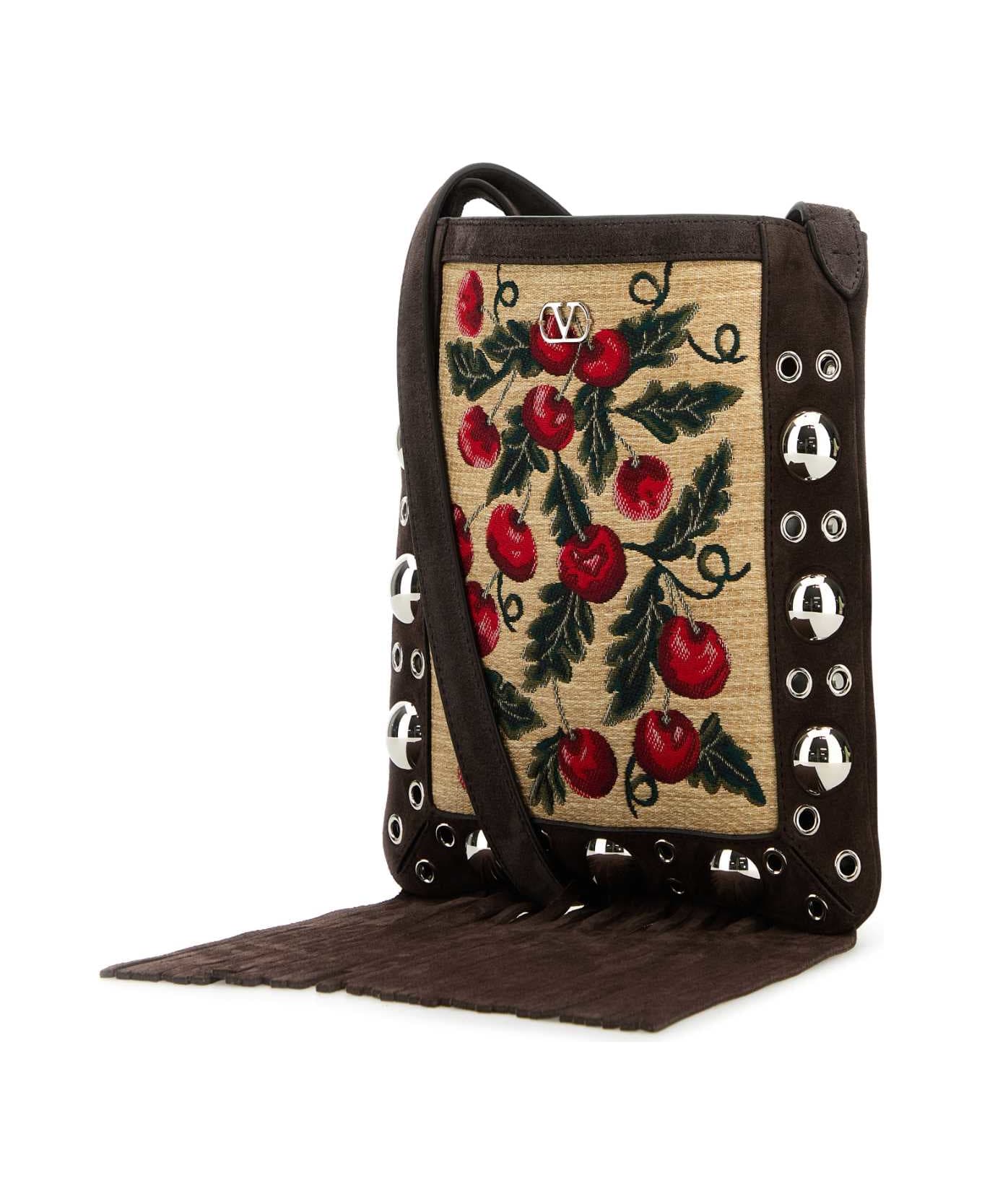Valentino Garavani Embroidered Raffia And Suede Small Nellcã´te Crossbody Bag - NATURALEMULTICOLORTESTADIMORO