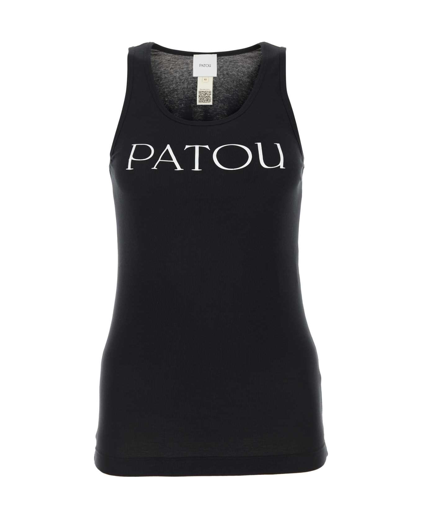 Patou Black Cotton Tank Top - BLACK