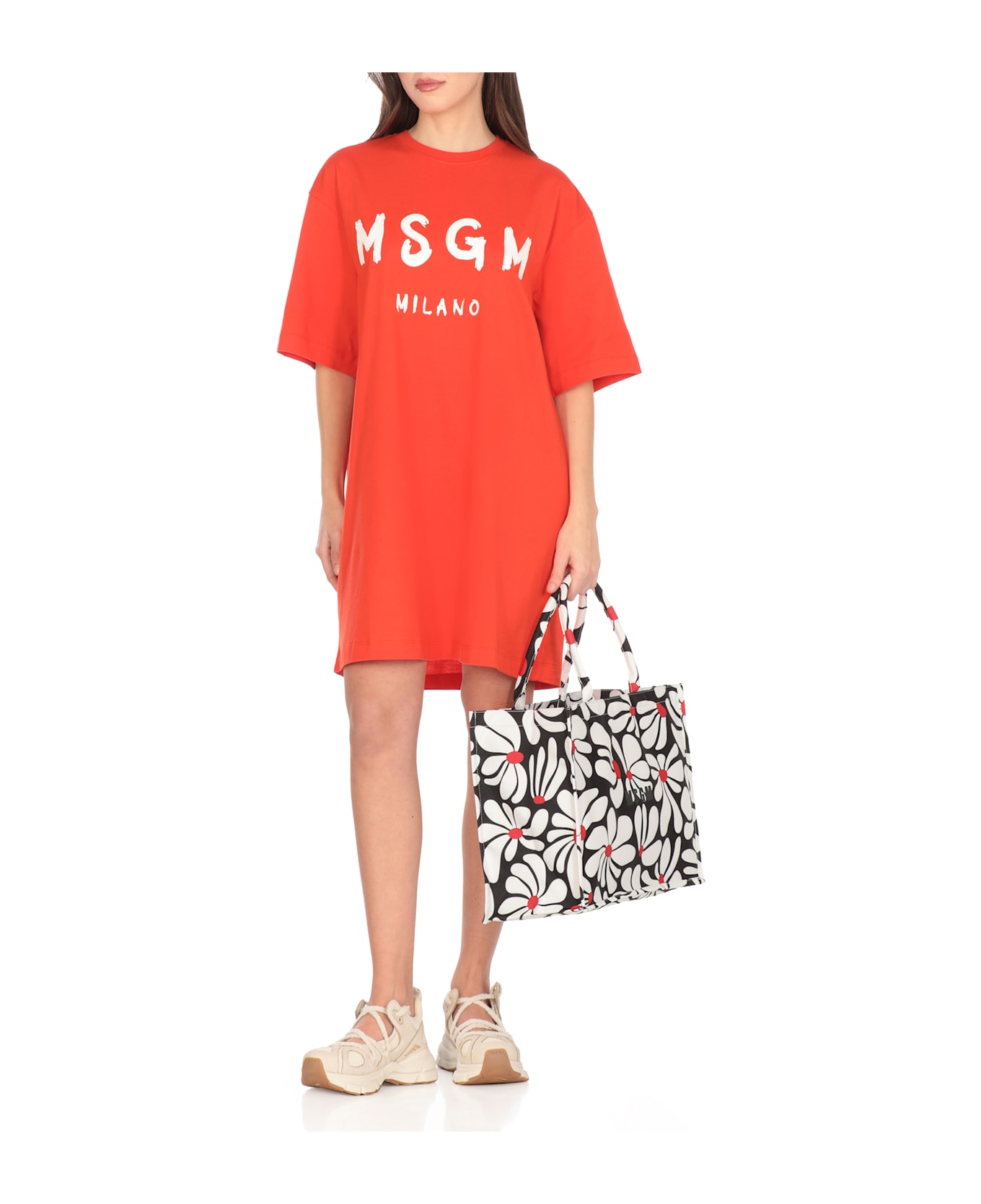 MSGM Dress With Logo - Orange