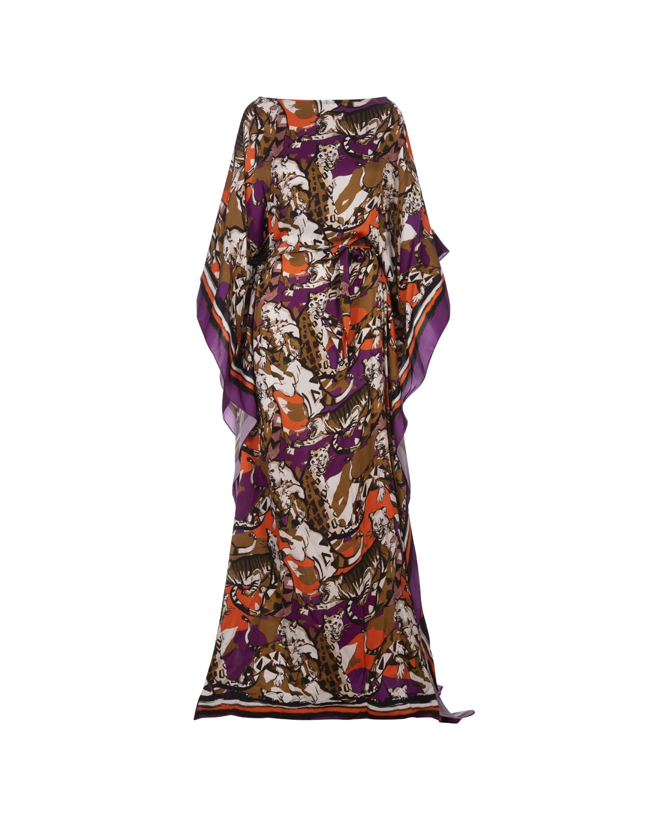 Roberto Cavalli Long Kaftan Dress With Animal Print