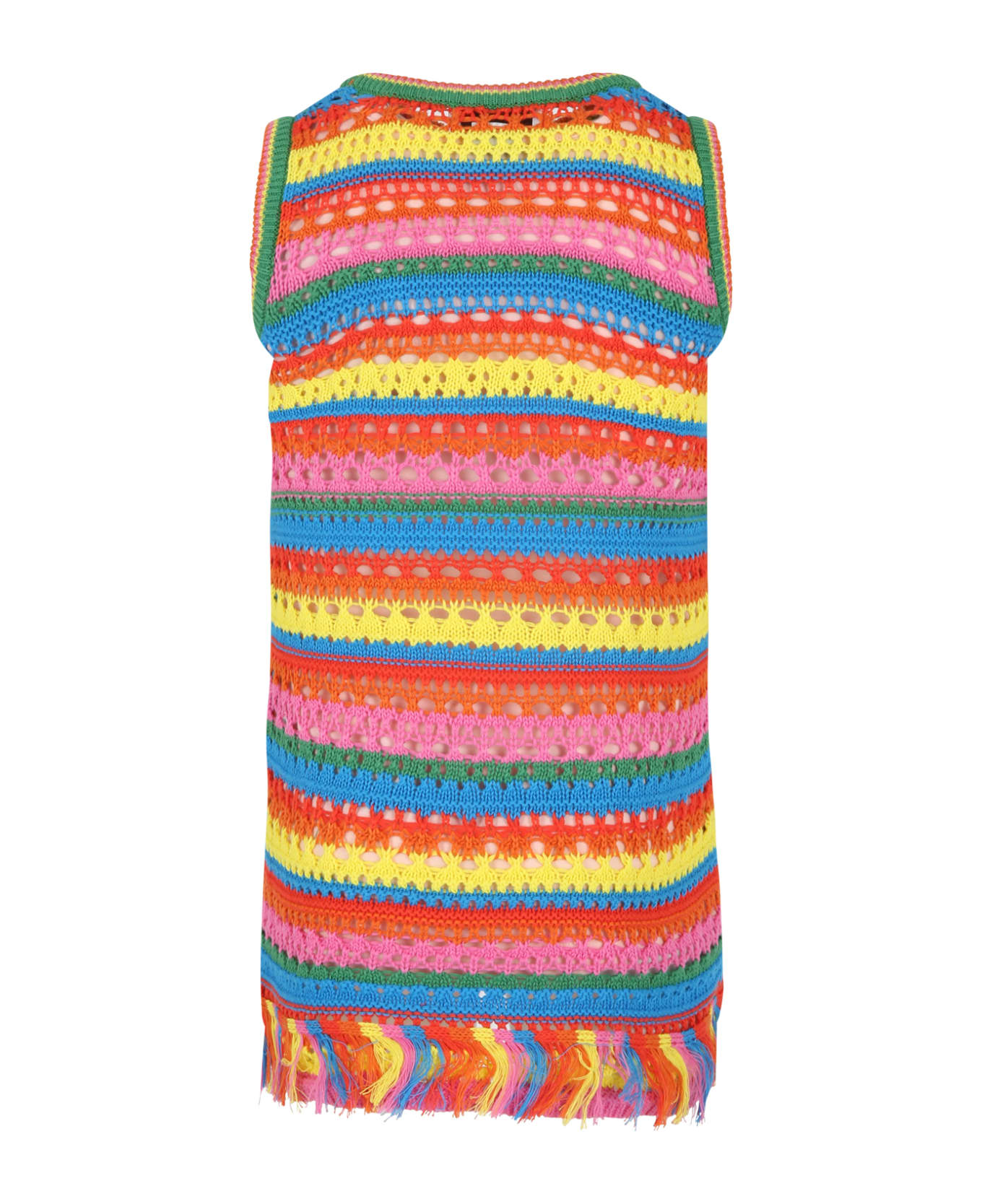 Stella McCartney Kids Multicolor Dress For Girl With Fringe - Multicolor