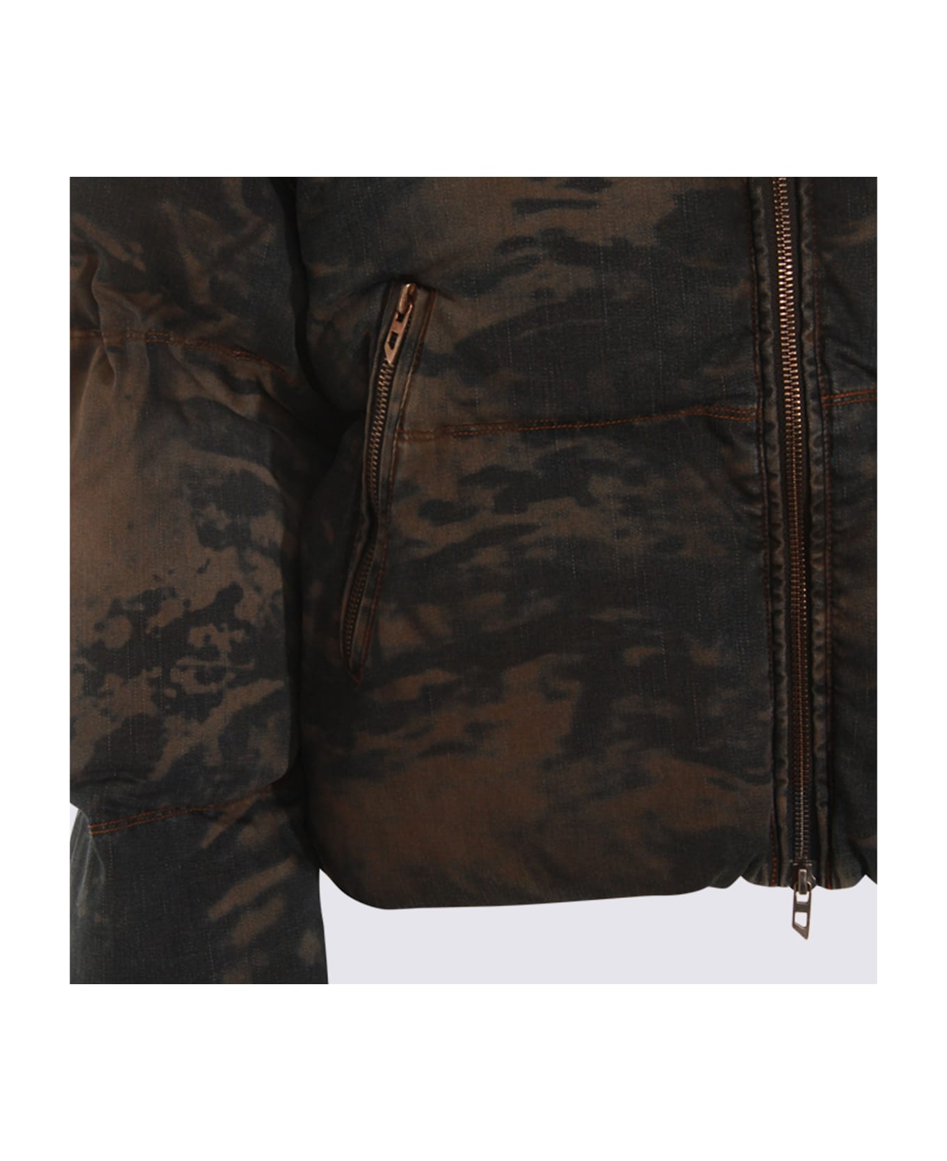 Diesel Brown And Blue Cotton W-aves-fur Down Jacket - LIGHT DENIM
