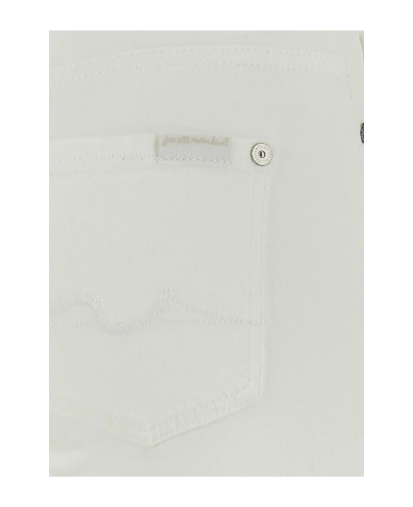 7 For All Mankind White Stretch Denim Bootcut Jeans - White