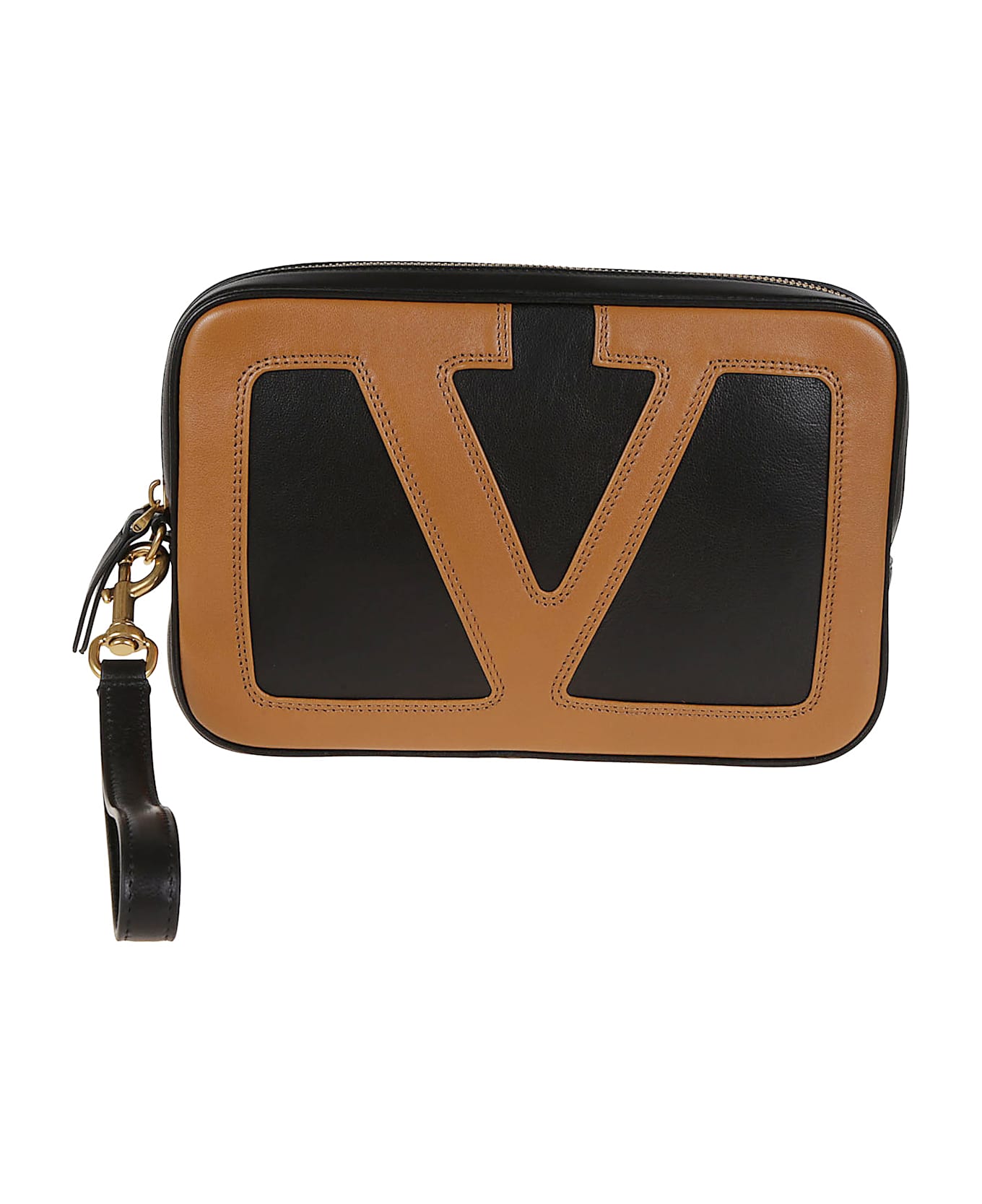 Valentino Garavani Pouch | Viva Superstar | Nappa Vintage/nappa R./antique Gold - Rfa Nero Spice