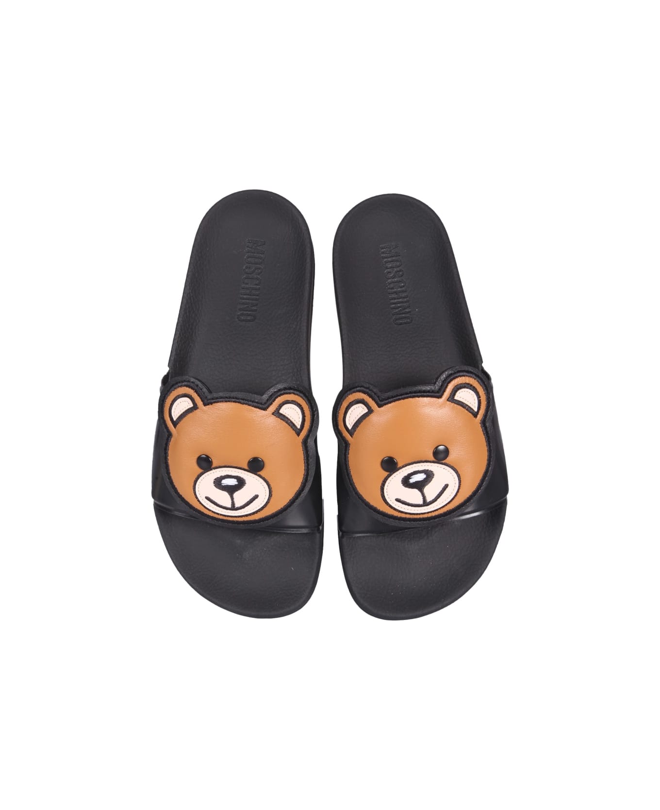Moschino Slide Teddy Bear Sandals - BLACK