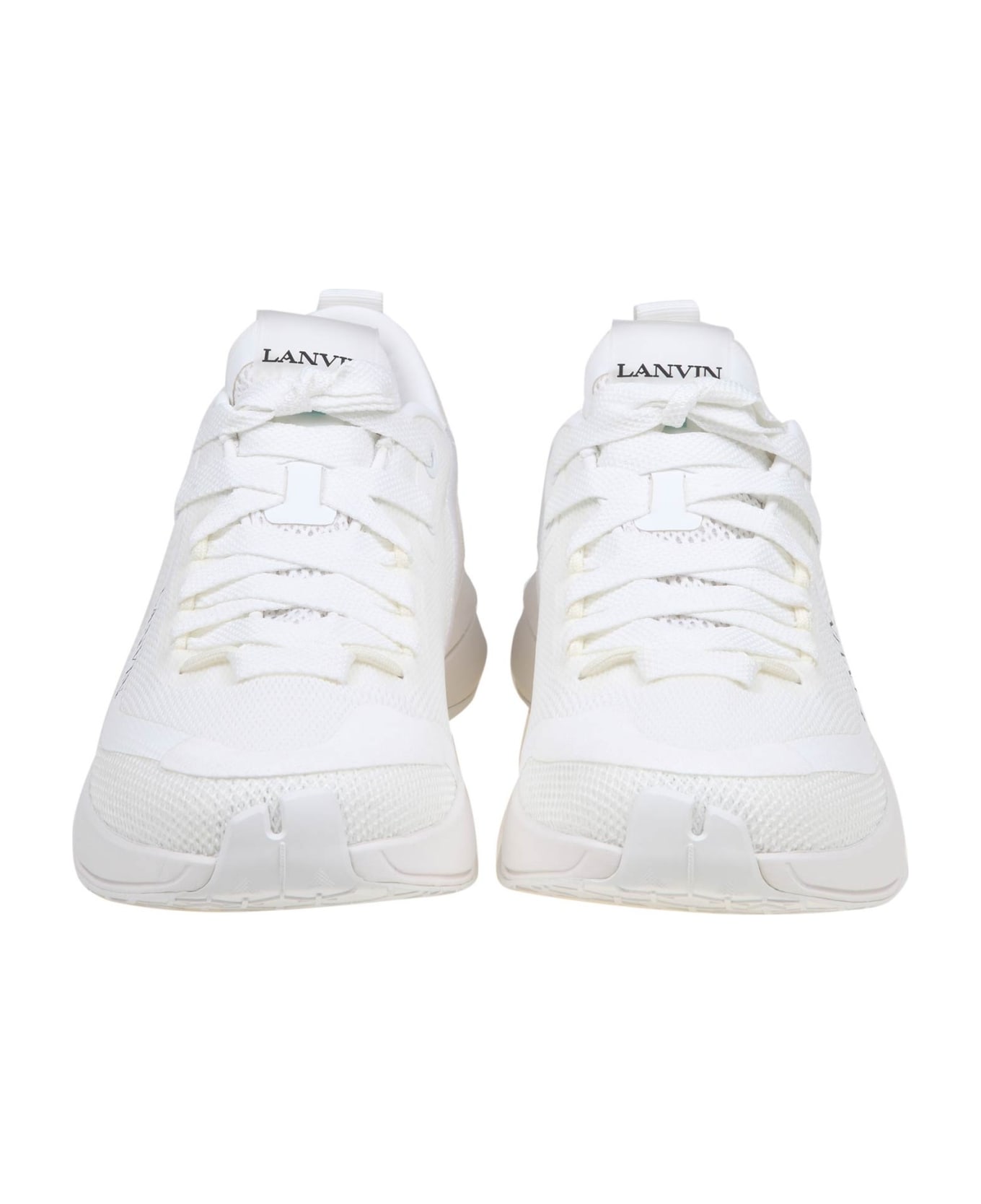 Lanvin Runner Sneakers In White Mesh - White/White