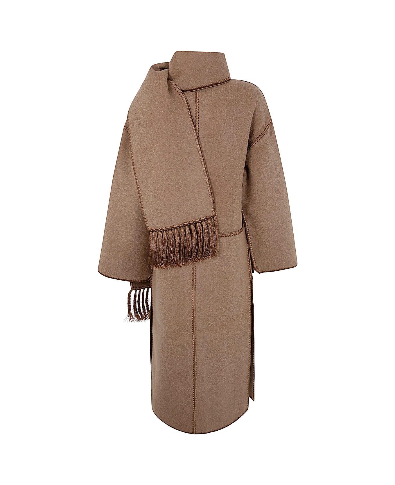 Totême Embroidered Scarf Coat - Camel