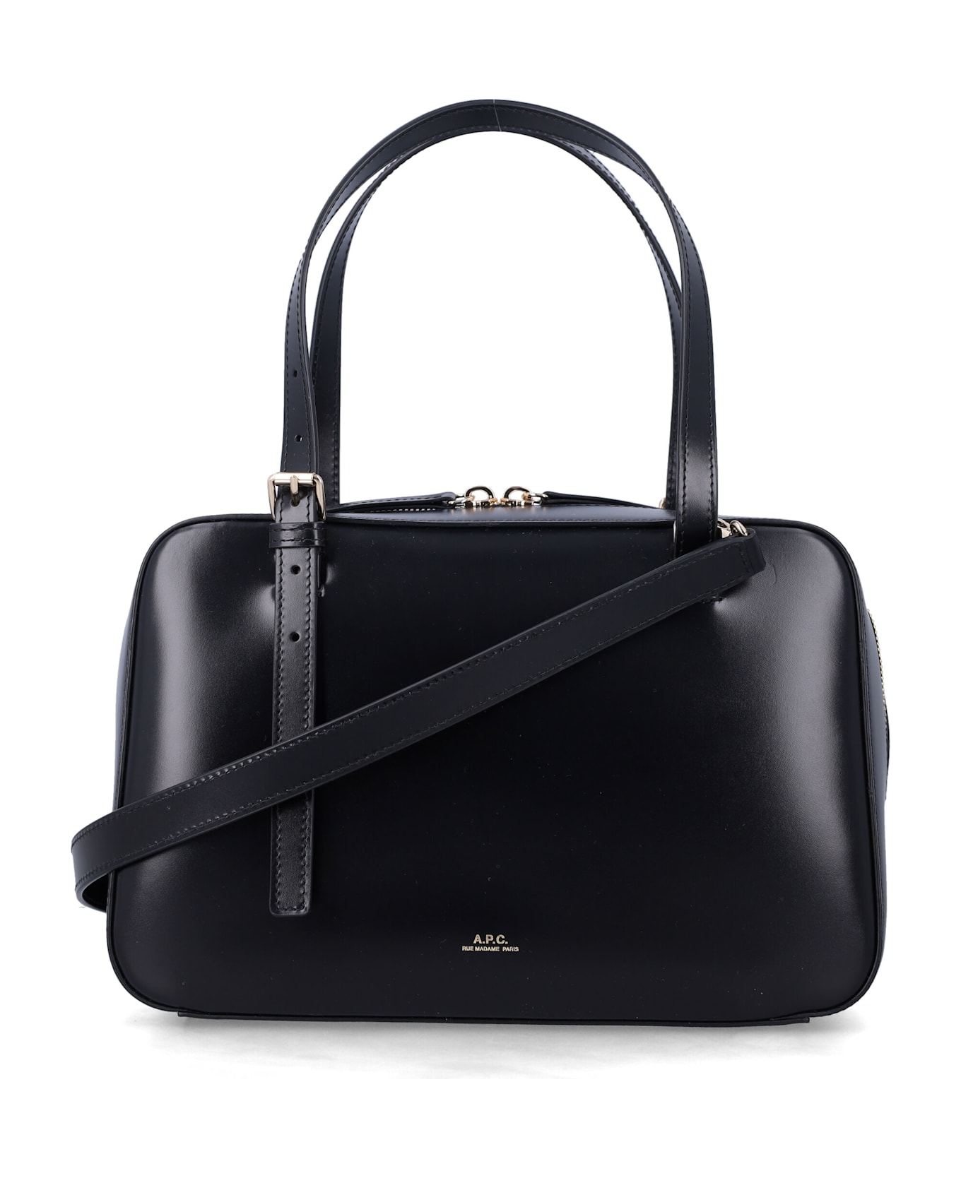 A.P.C. Virginie Leather Box Bag - BLACK