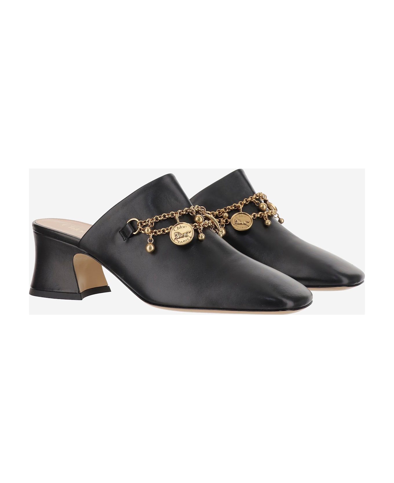 Chloé Leather Mules With Charms - Black
