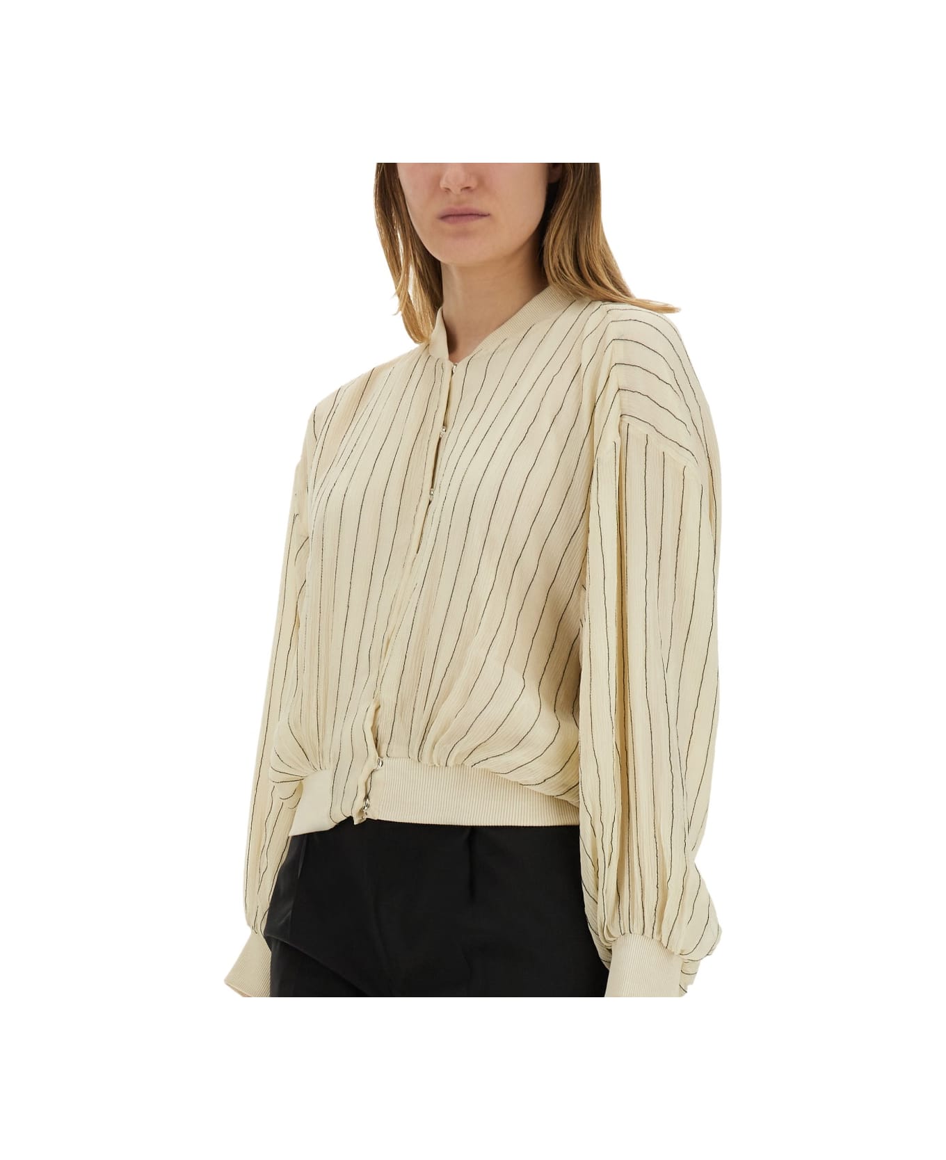 Alysi Silk Bomber Jacket - IVORY