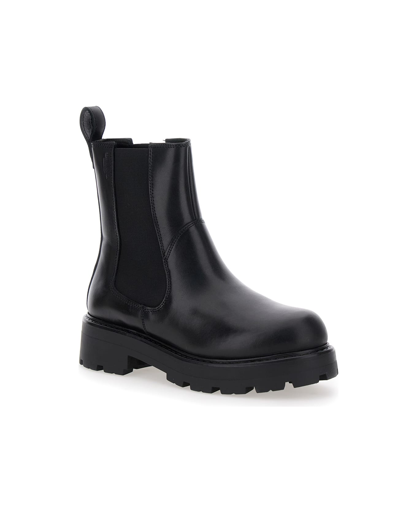 Vagabond Black Cosmo Ankle Boots With Elasticated Inserts In Leather Woman - Black