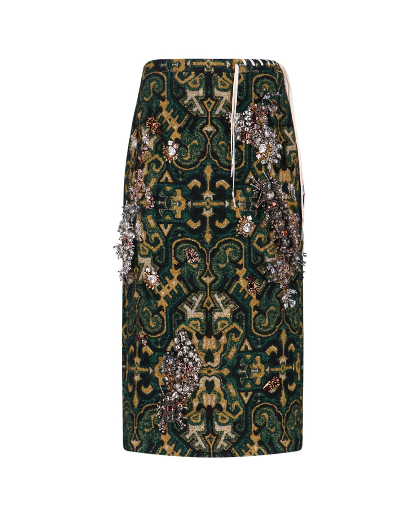 Dries Van Noten Skirt With "sokna" Crystals - Green