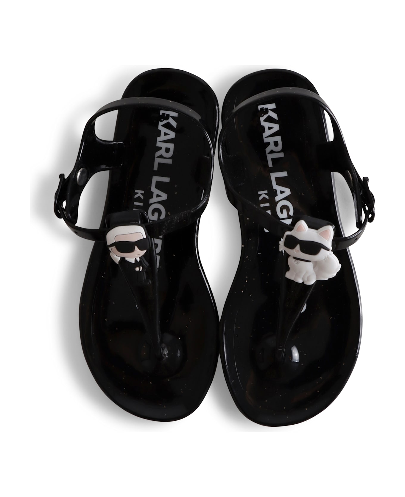 Karl Lagerfeld Kids Black Flip Flops For Girl With Karl And Choupette - Black