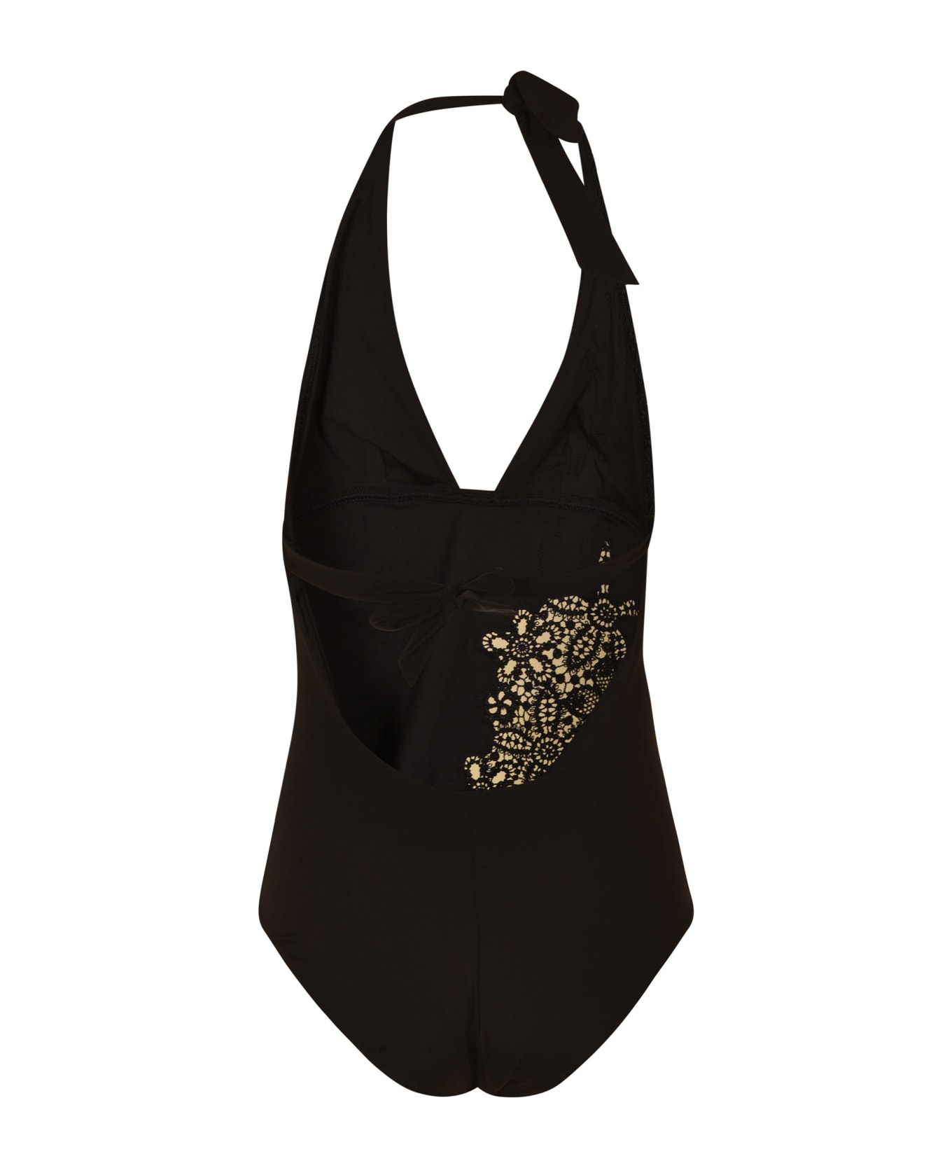 Ermanno Scervino Floral Perforated Swimsuit - Black 水着