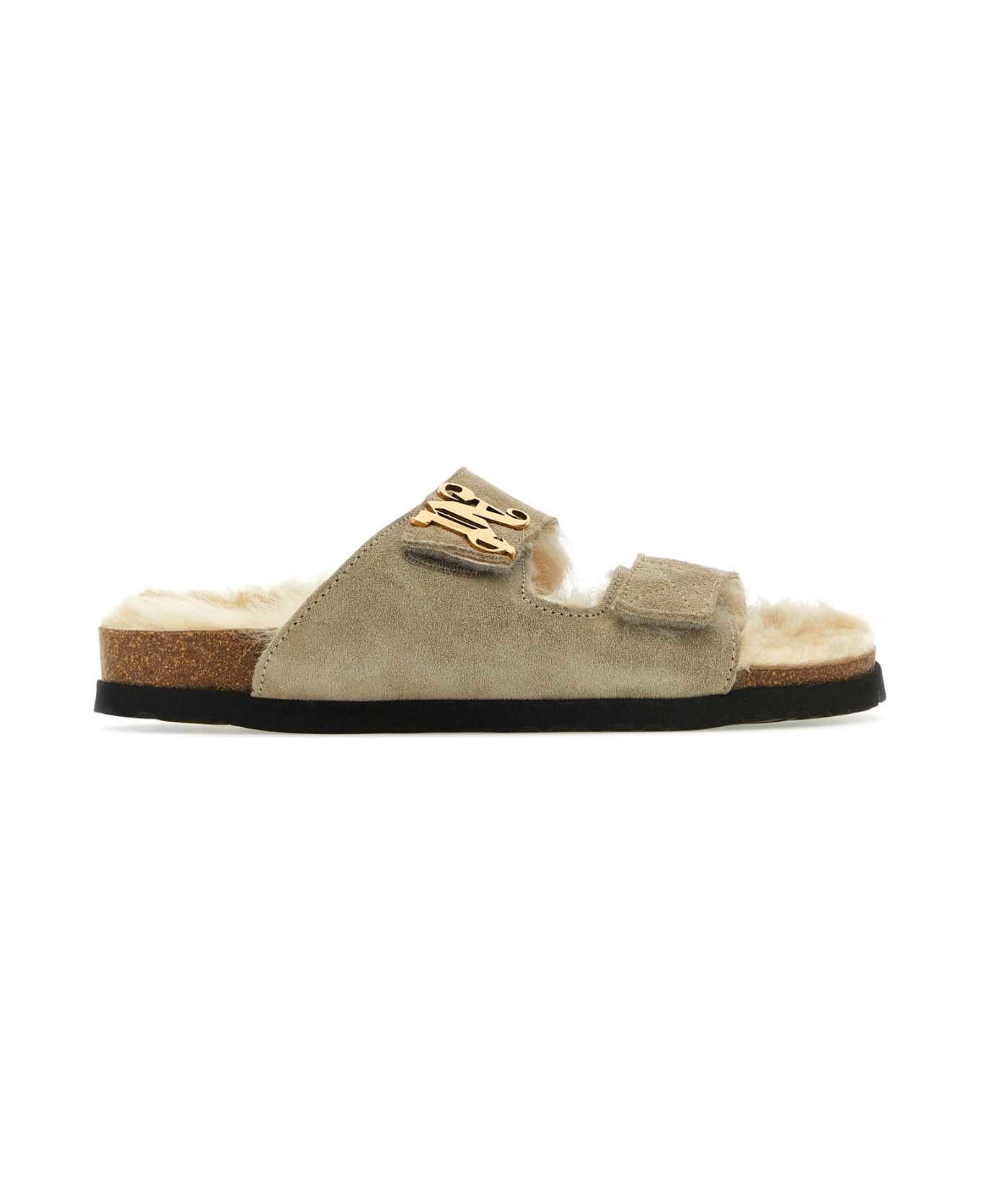 Palm Angels Sand Suede Slippers - CREAMBEIG
