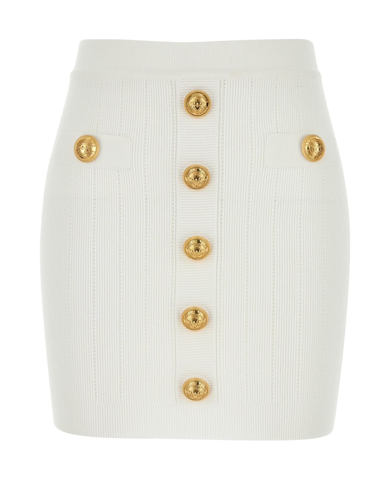 Balmain Mini Skirt In White Viscose Blend - White