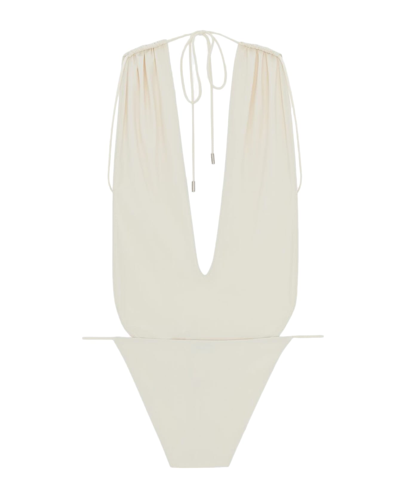 Saint Laurent High-leg One-piece Swimsuit - Blanc Creme ボディスーツ