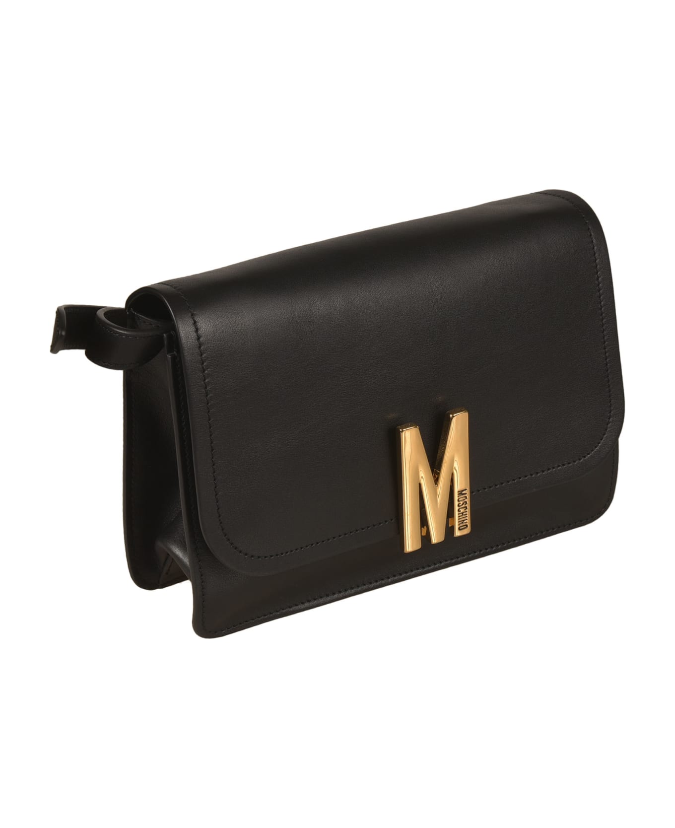 Moschino Logo Front Shoulder Bag - Black