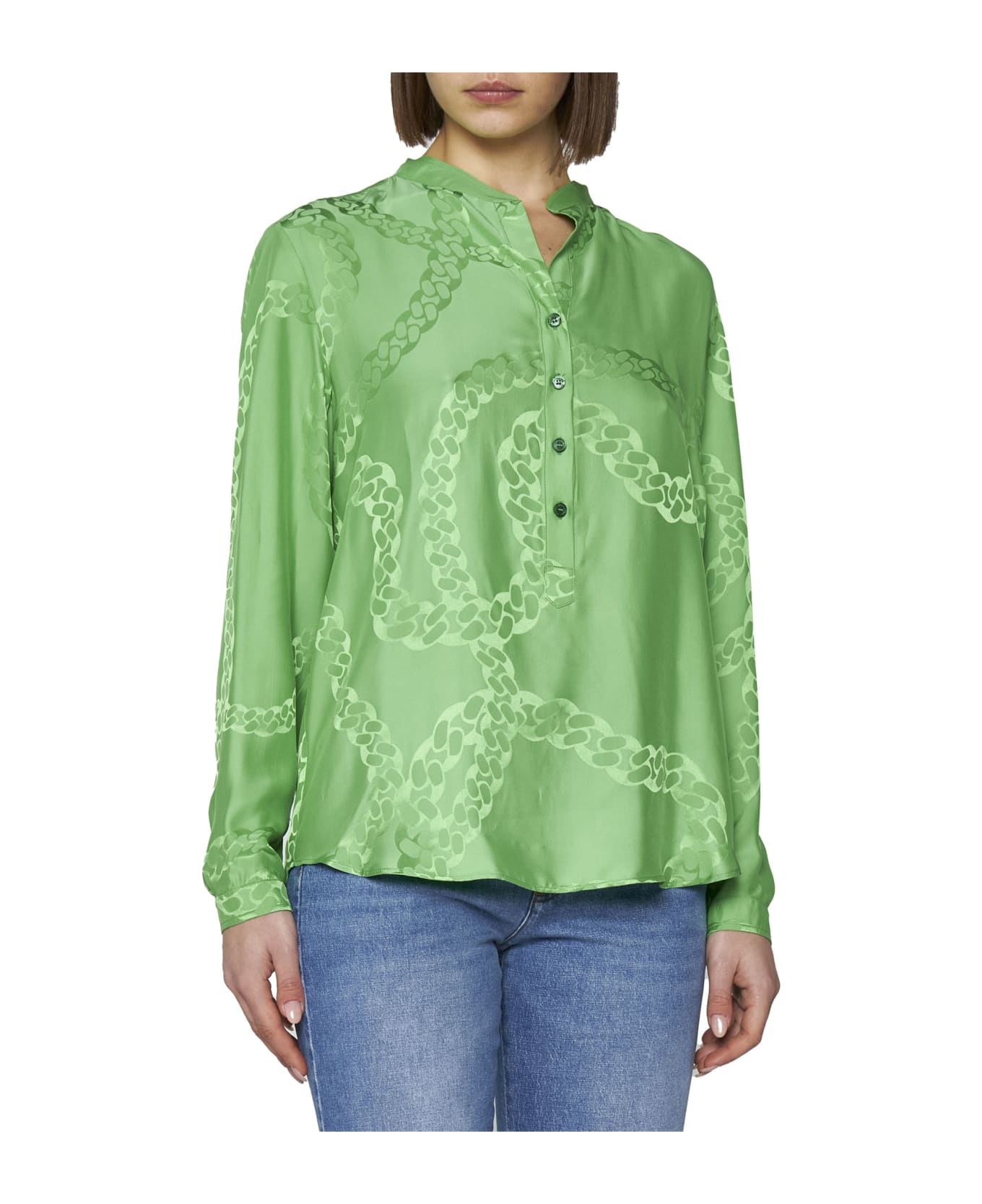Stella McCartney Motif Printed Buttoned Shirt - Green ブラウス